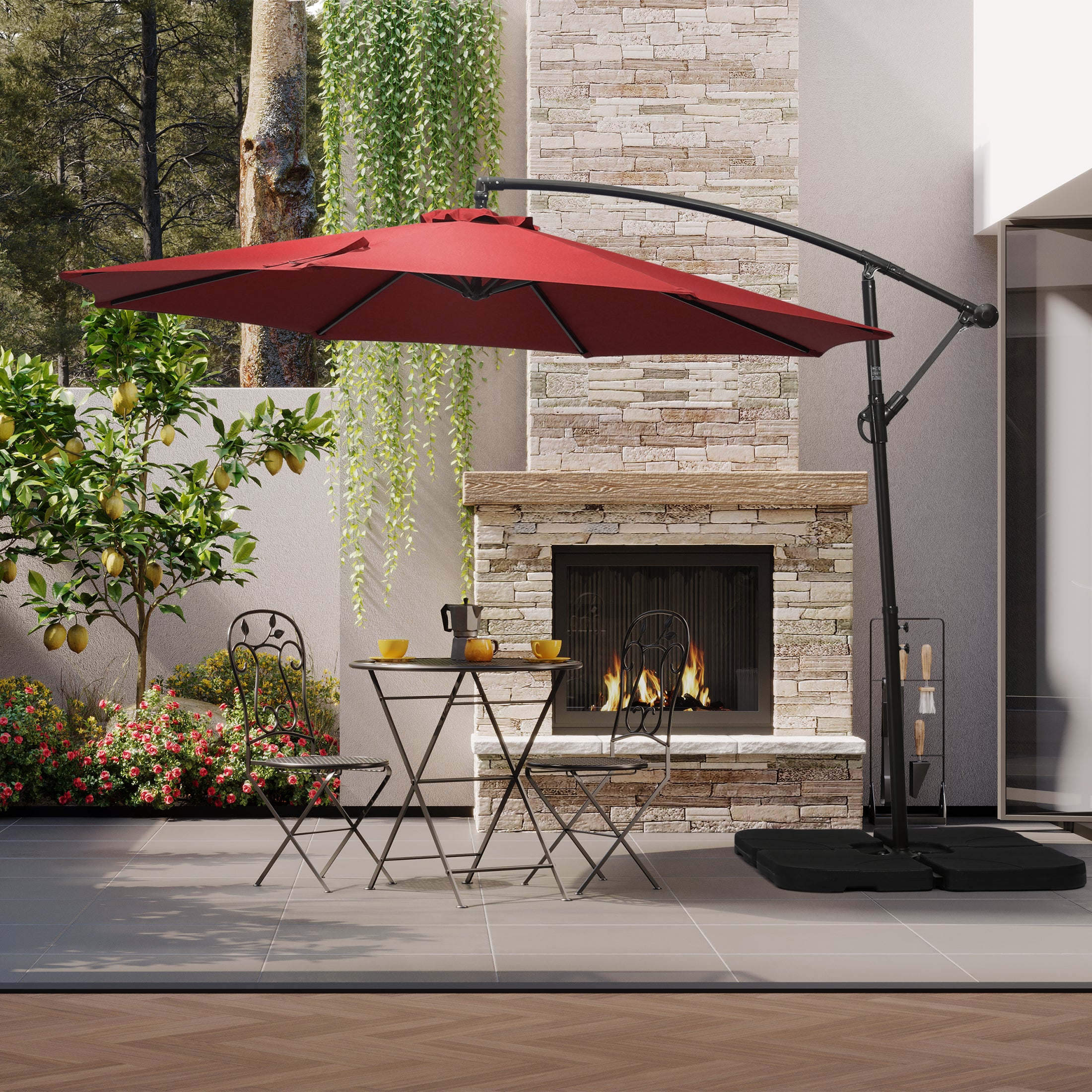 Elm 10 ft. Outdoor / Patio Cantilever Hanging Umbrella Elm 10 ft. Outdoor / Patio Cantilever Hanging Umbrella