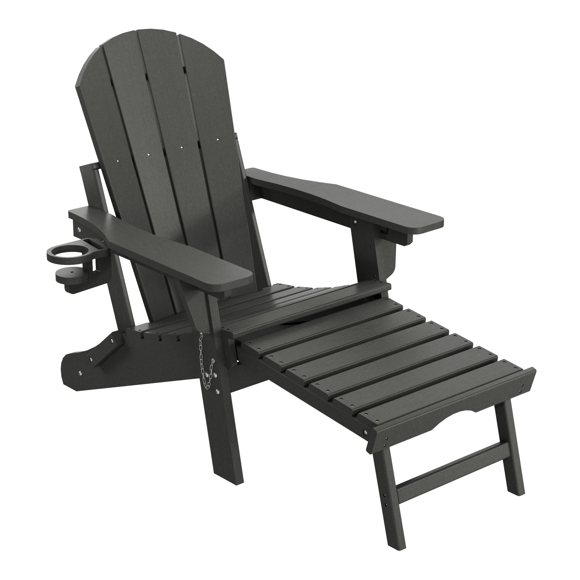 Paradise Folding Adjustable Adirondack Chair with Retractable Ottoman and Cup Holder (Set of 2)