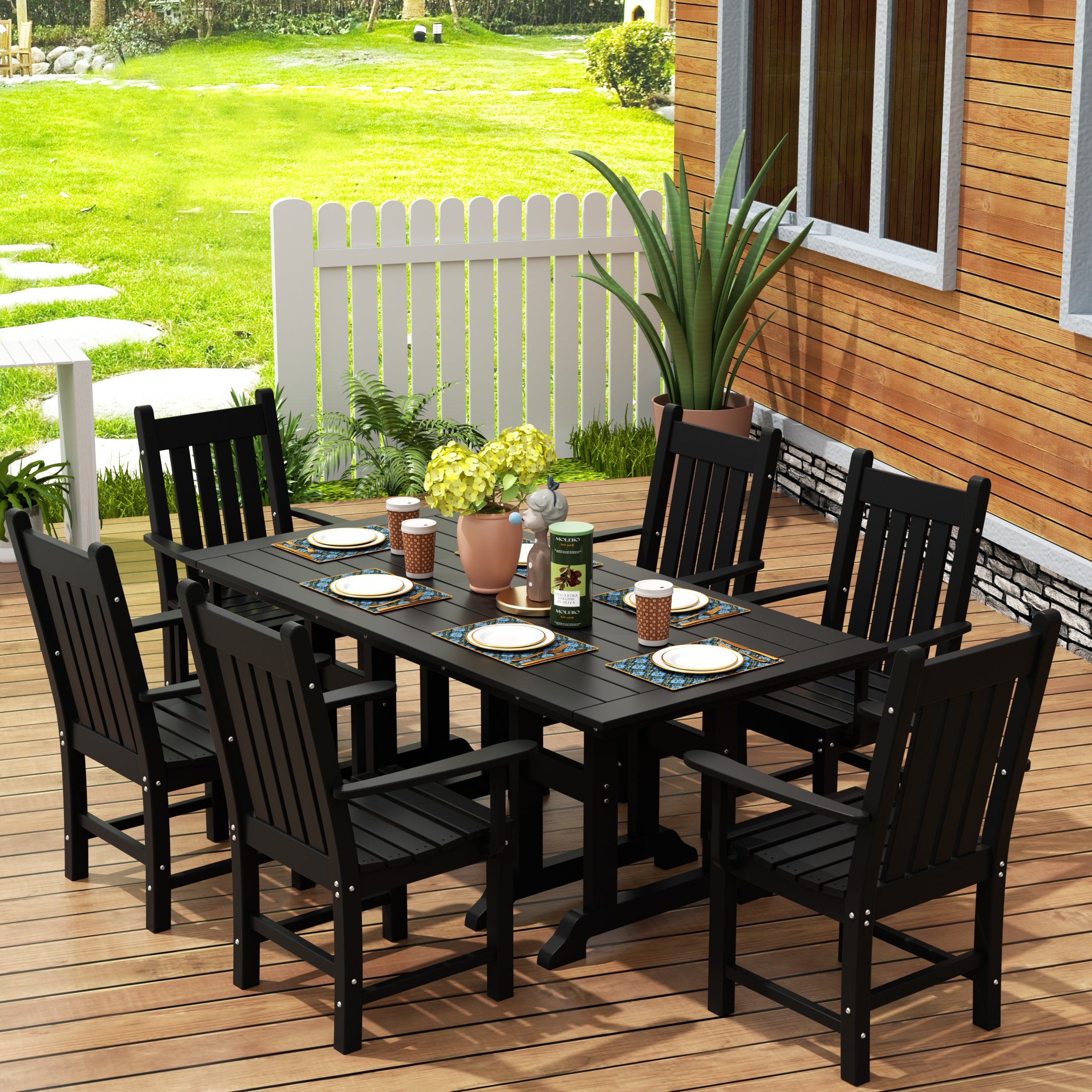 Paradise 7 Piece Outdoor Patio Dining Set Outdoor Table and Armchair Set