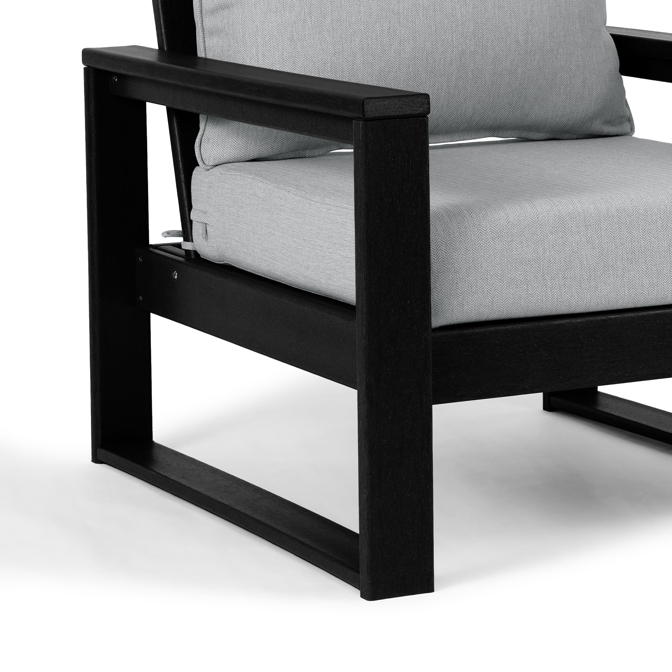Rockaway Outdoor Modern HDPE Patio Club Chair with Waterproof Deep Seat Cushions (Set of 2)