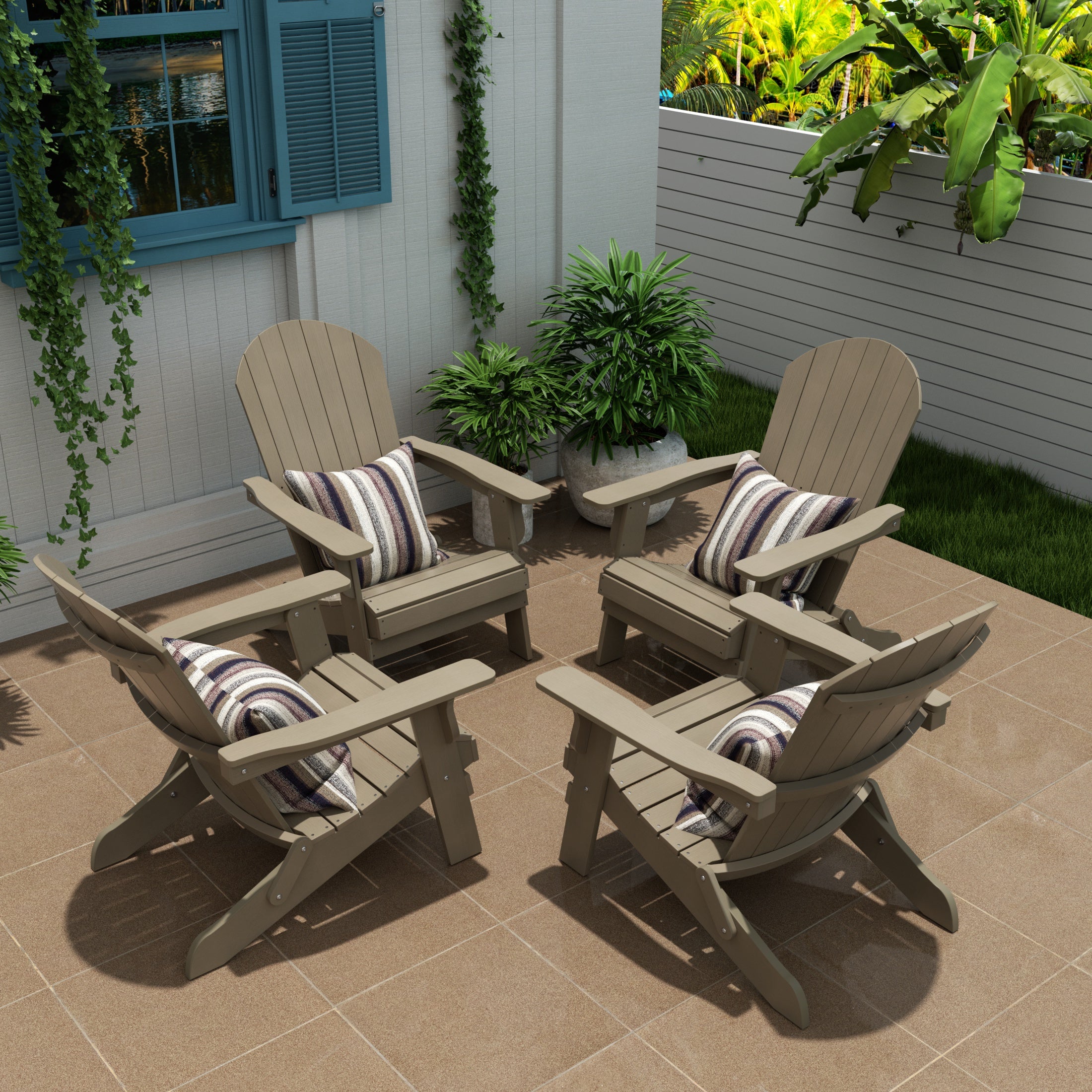 Florence Outdoor Folding Adirondack Seashell Chair (Set of 4)