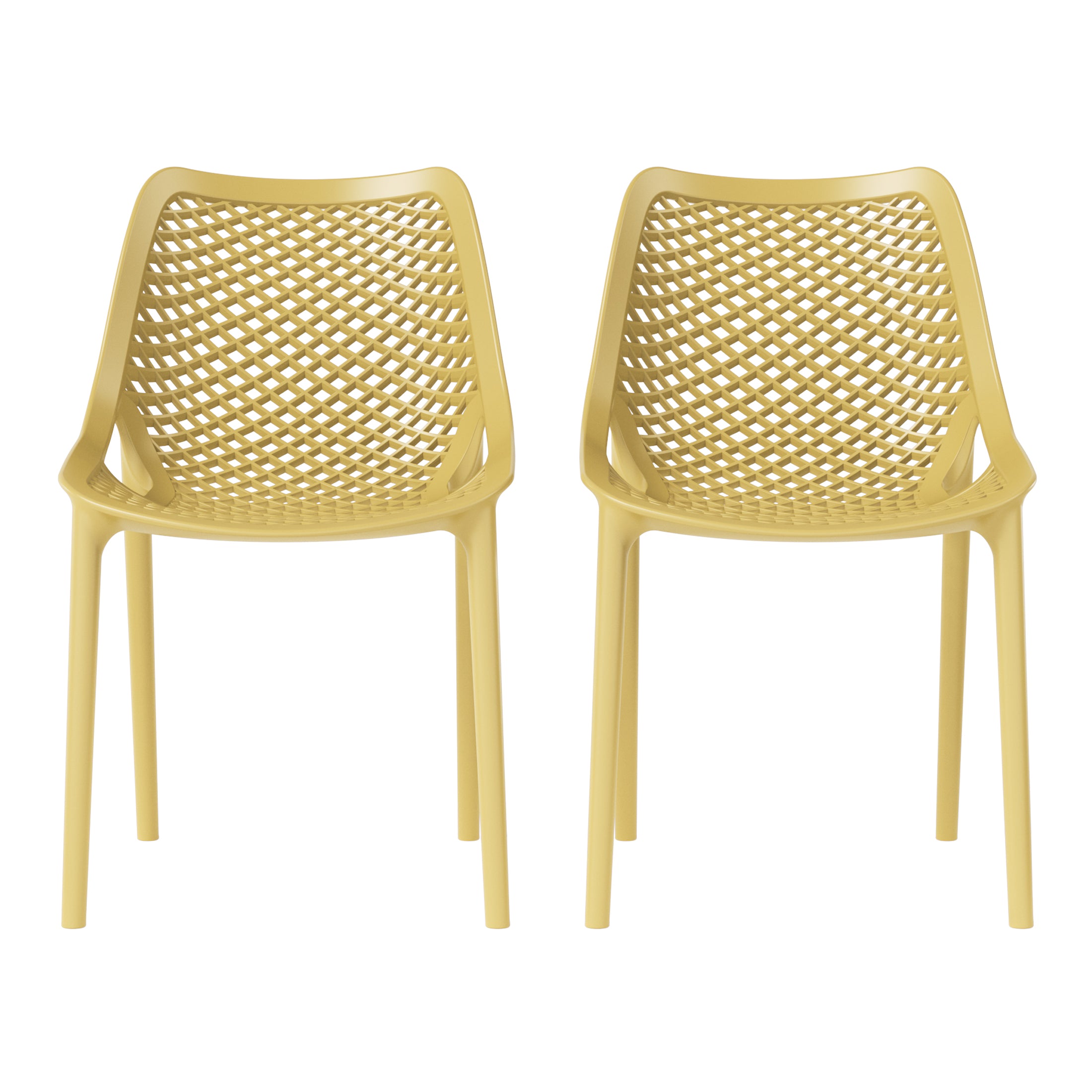 Sunshine Outdoor Stackable Modern Plastic Dining Chairs (Set of 2)
