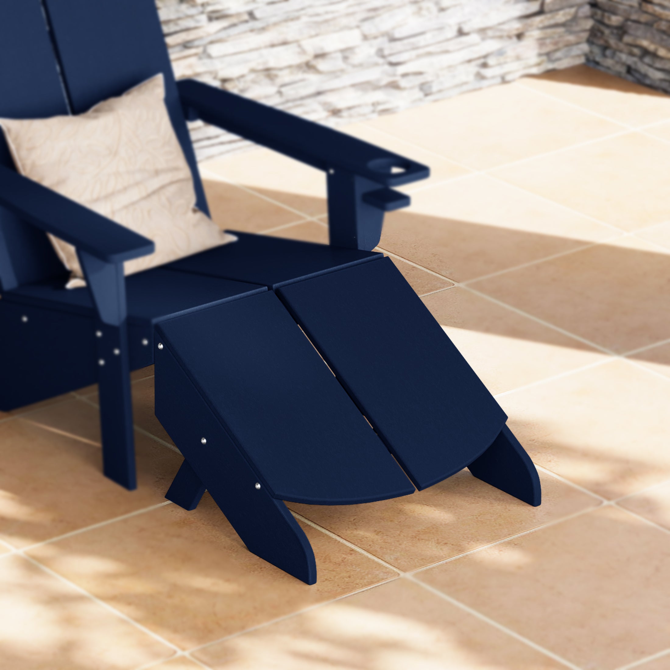 Seaview Modern HDPE Plastic Folding Patio Adirondack Ottoman