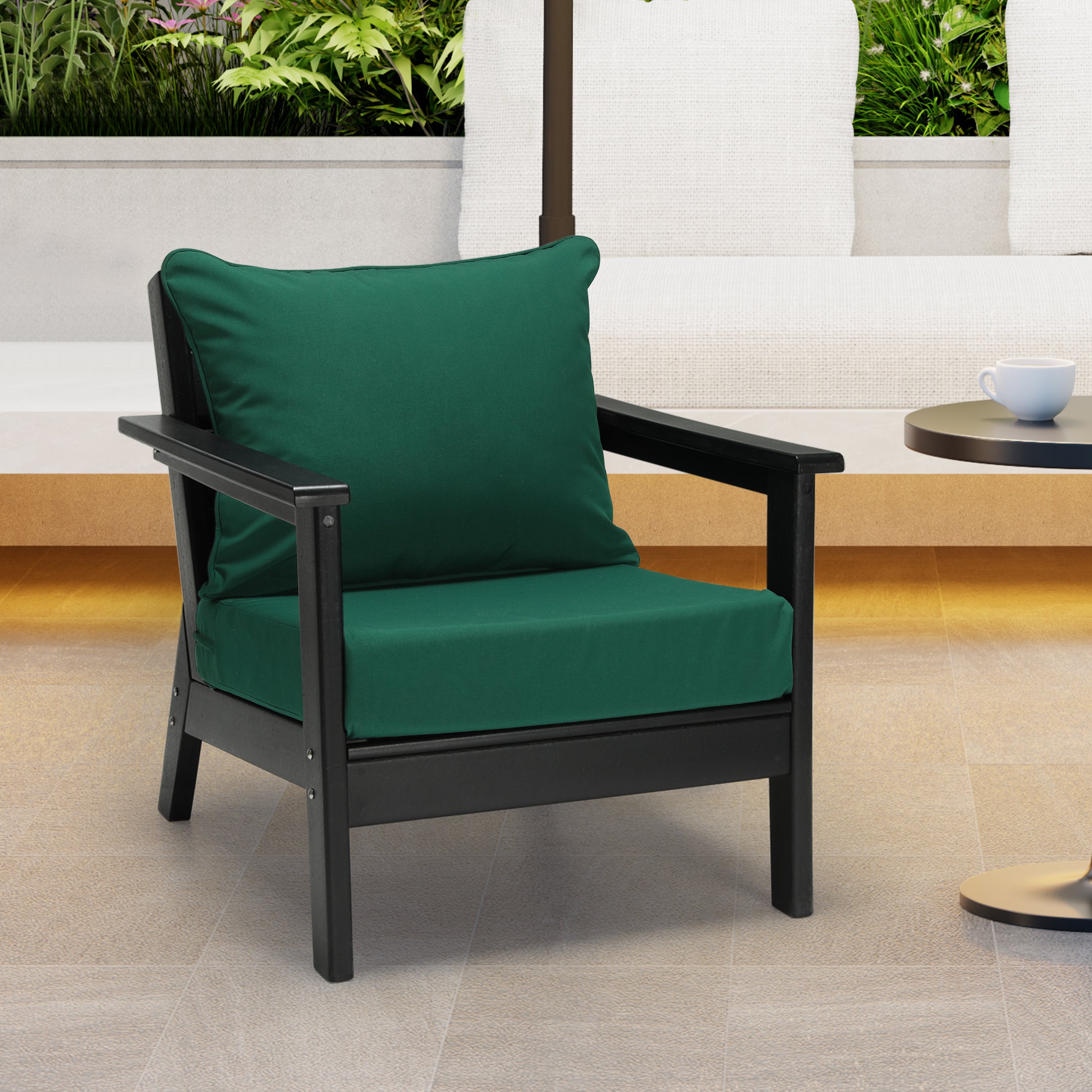 Harmony Water Repellent Outdoor 2-Piece Deep Set Patio Seat Back Chair Cushions, 25" x 25"