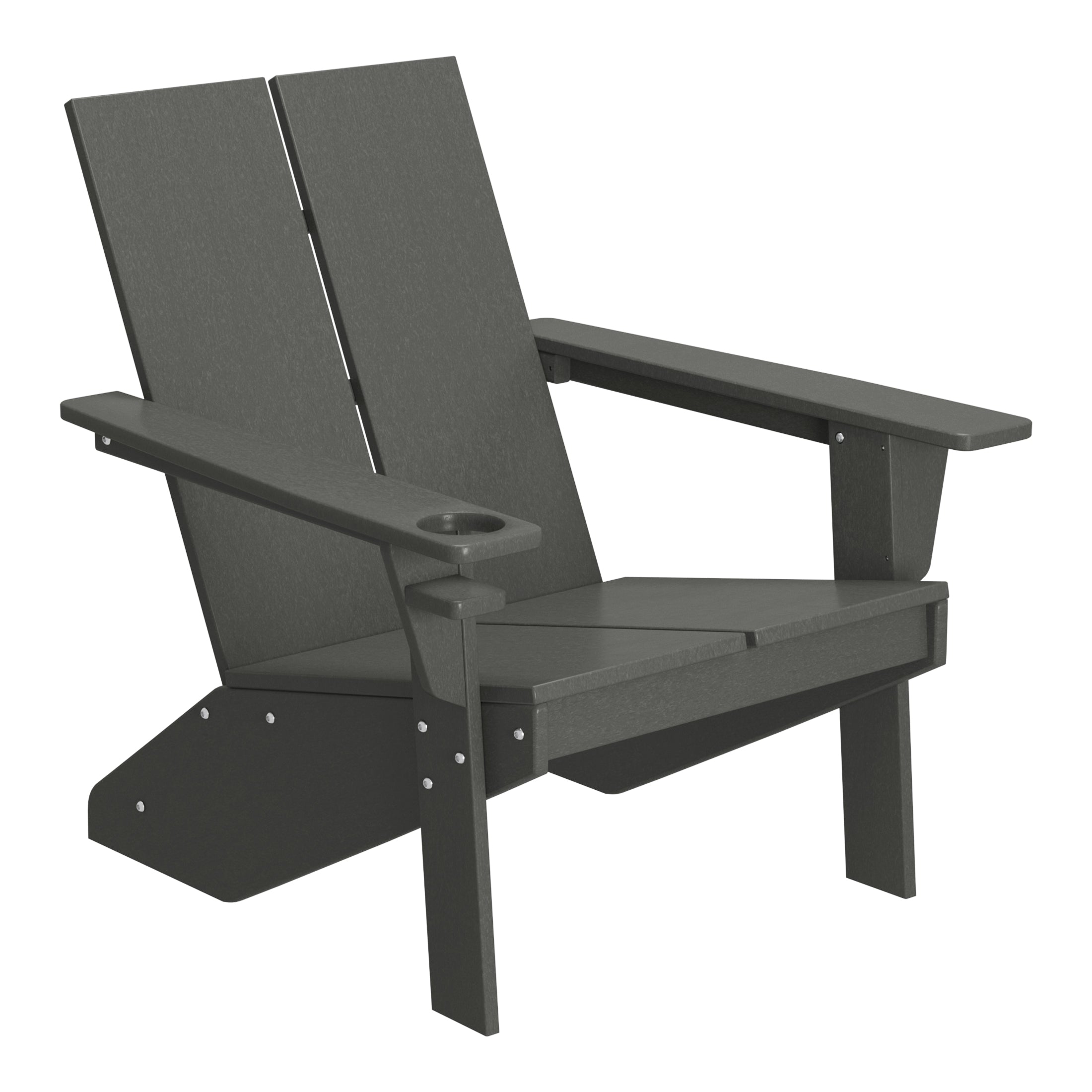 Seaview Outdoor 4-Piece HDPE Modern Adirondack Chairs Set with Folding Patio Ottomans and Cup Holder