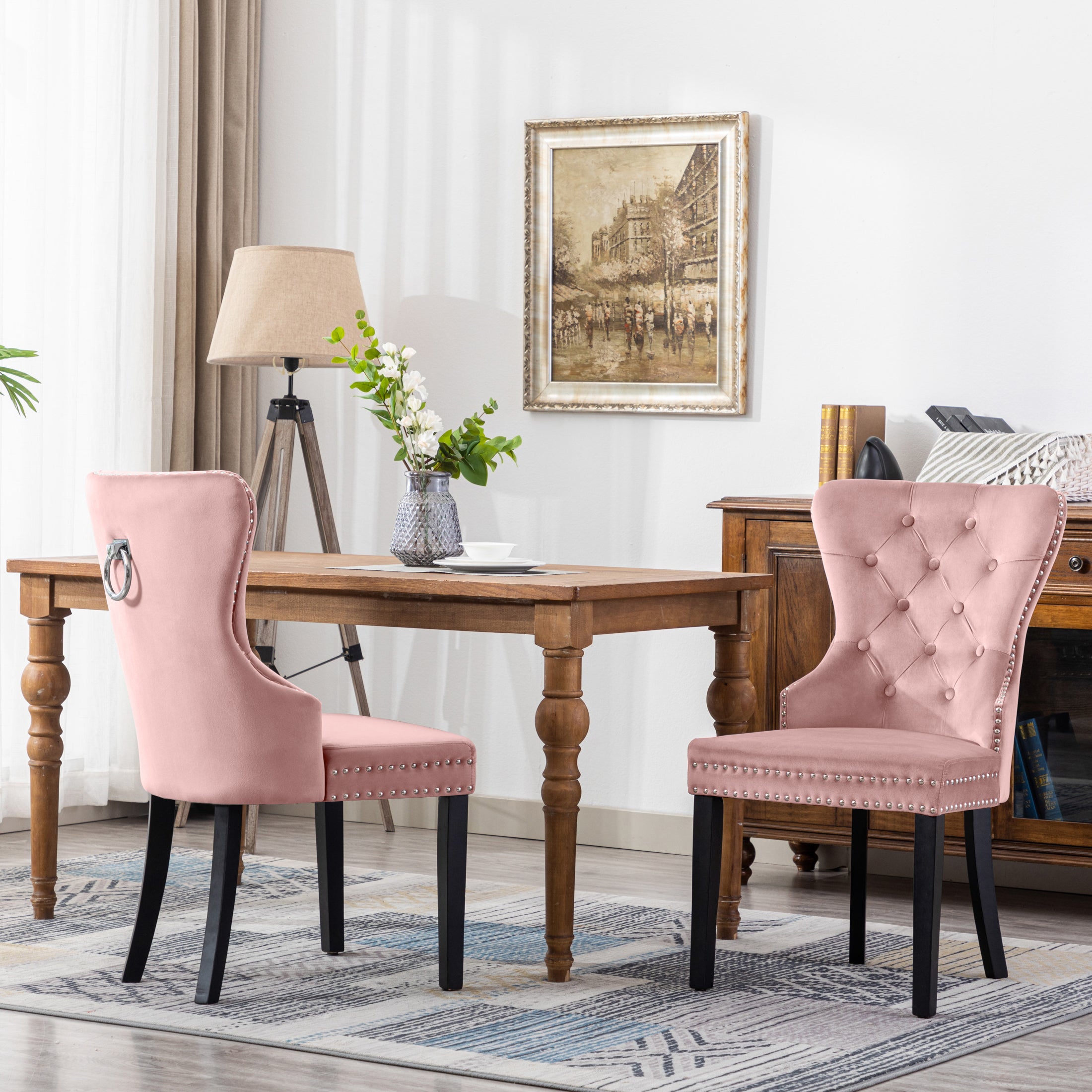 Hank Velvet Upholstered Tufted Dining Chairs (Set of 2)