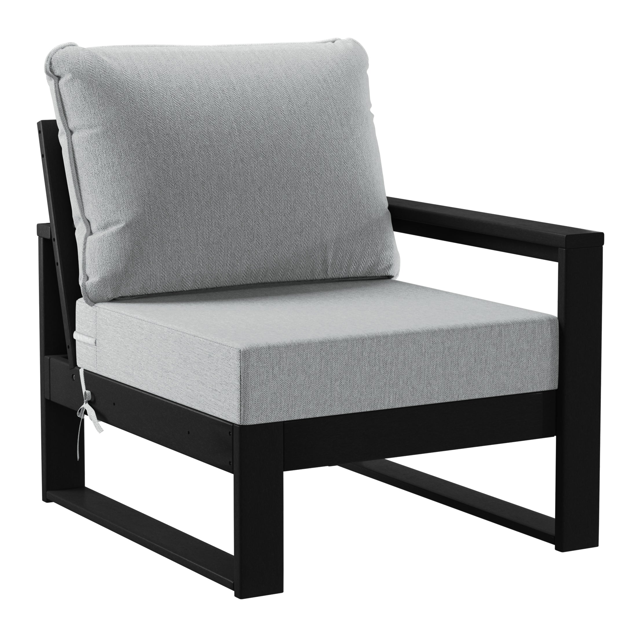 Rockaway 8-Piece Modern HDPE Outdoor Patio Furniture Conversation Set with Coffee Table and Ottomans