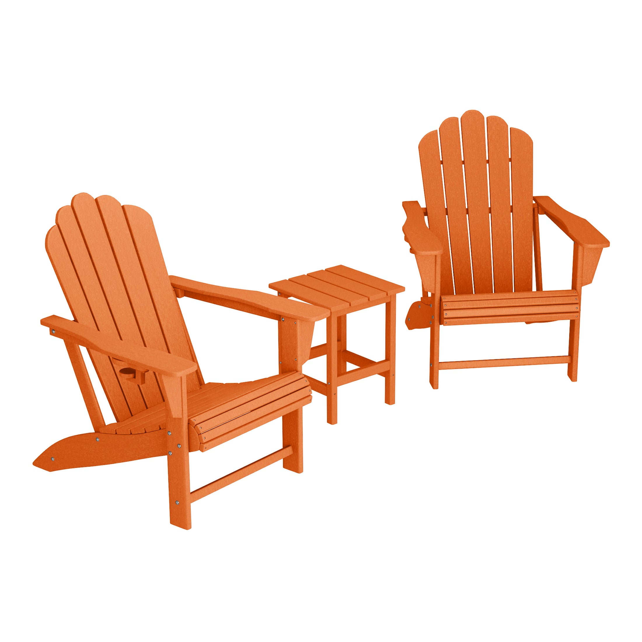 Lakeview 3-Piece Outdoor Patio HDPE Adirondack Chair With Cup Holder a