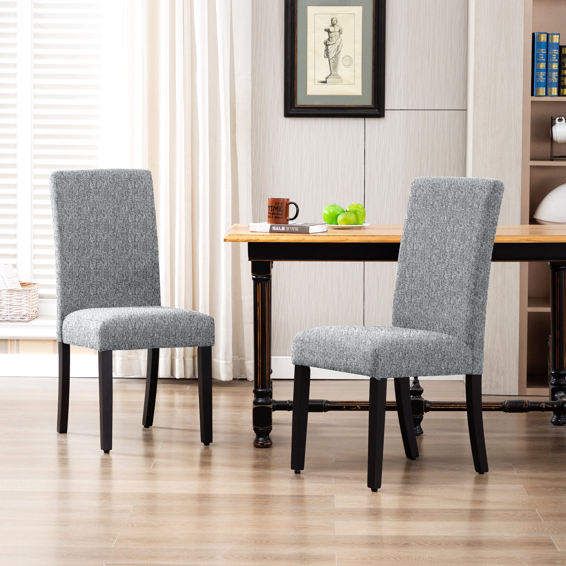 Adison Linen fabric tufted upholstered dining chairs ( 2 piece set )