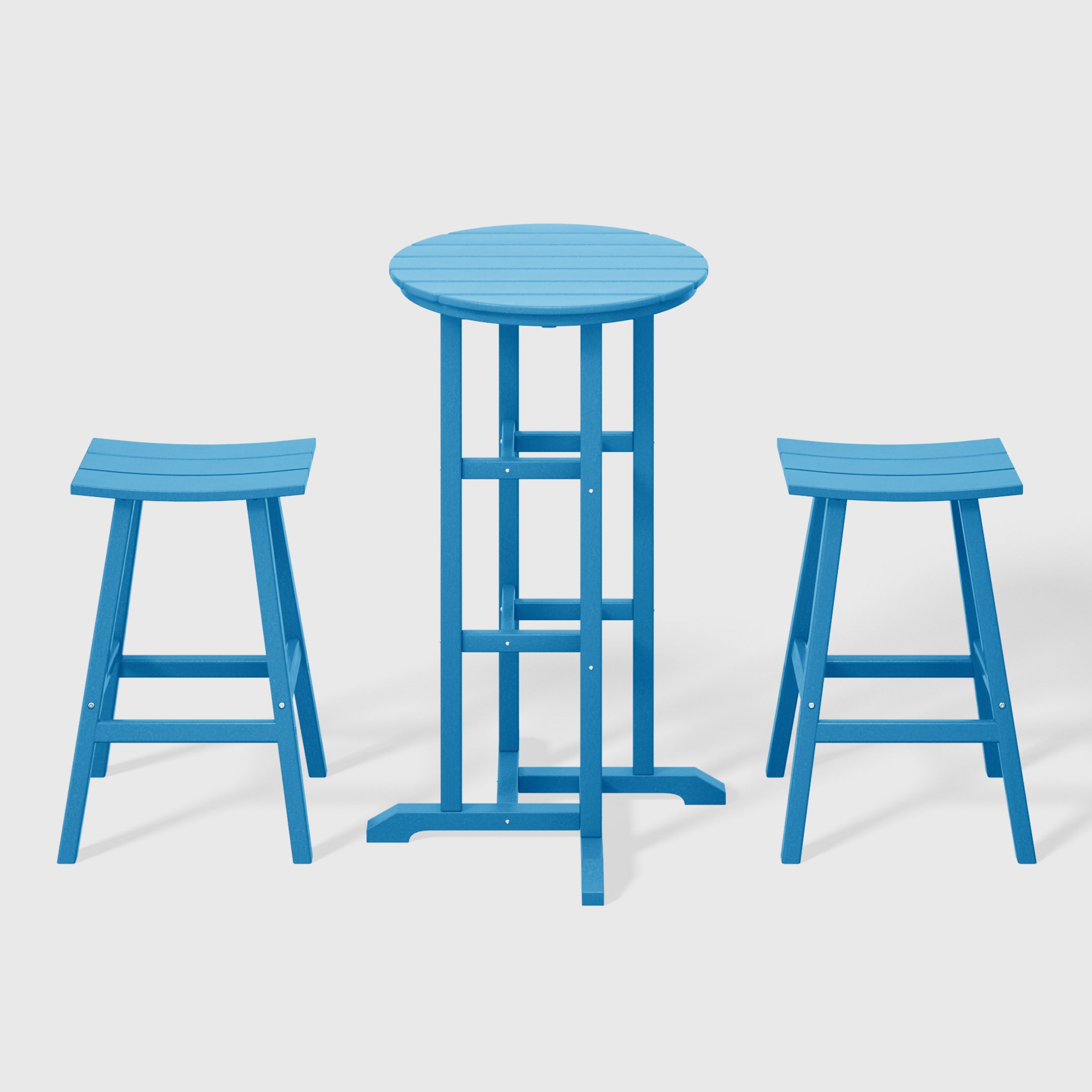 Paradise Outdoor Patio Bar Height Table and Bar Stool 3-Piece Dining Set