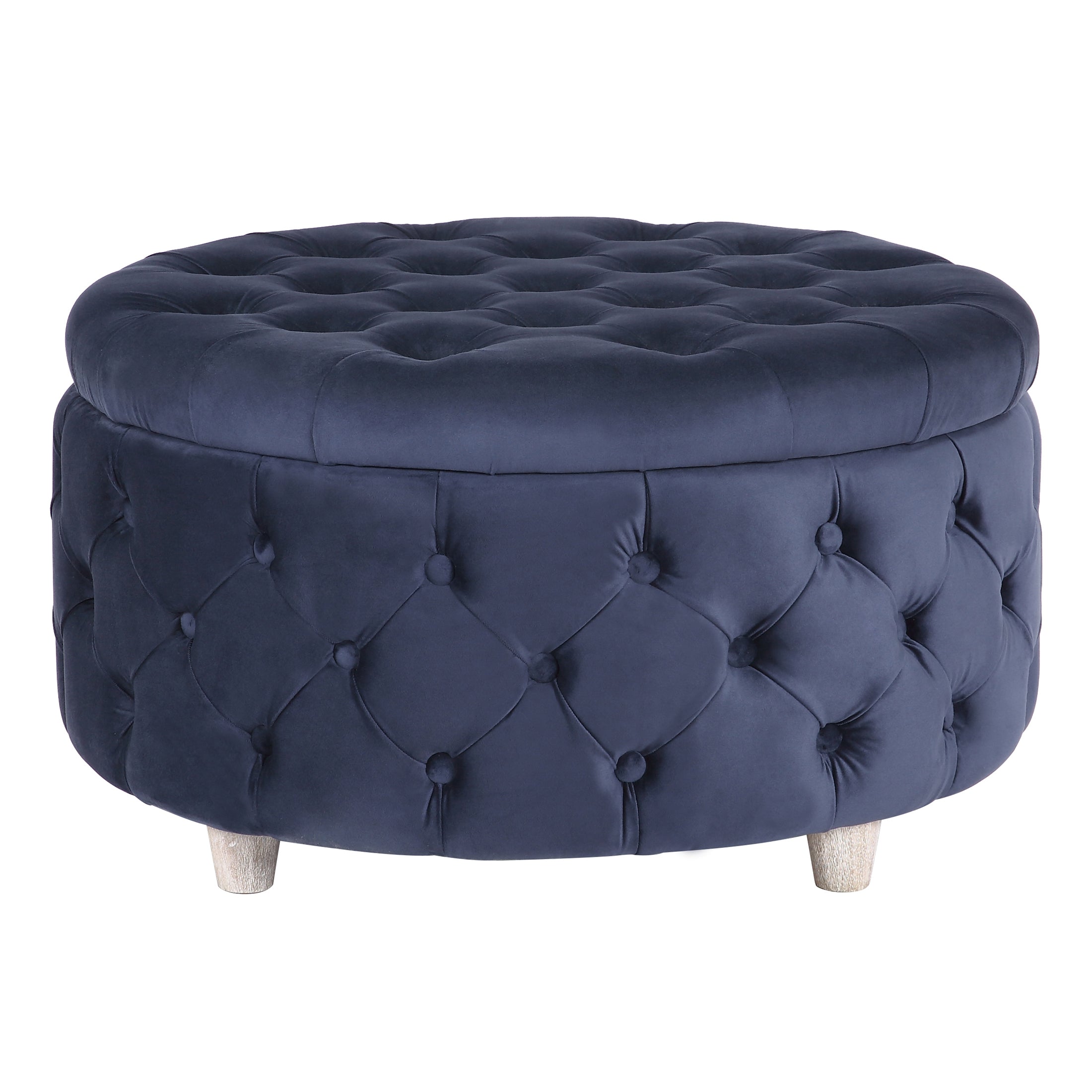 Hank Round Velvet Tufted Storage Ottoman