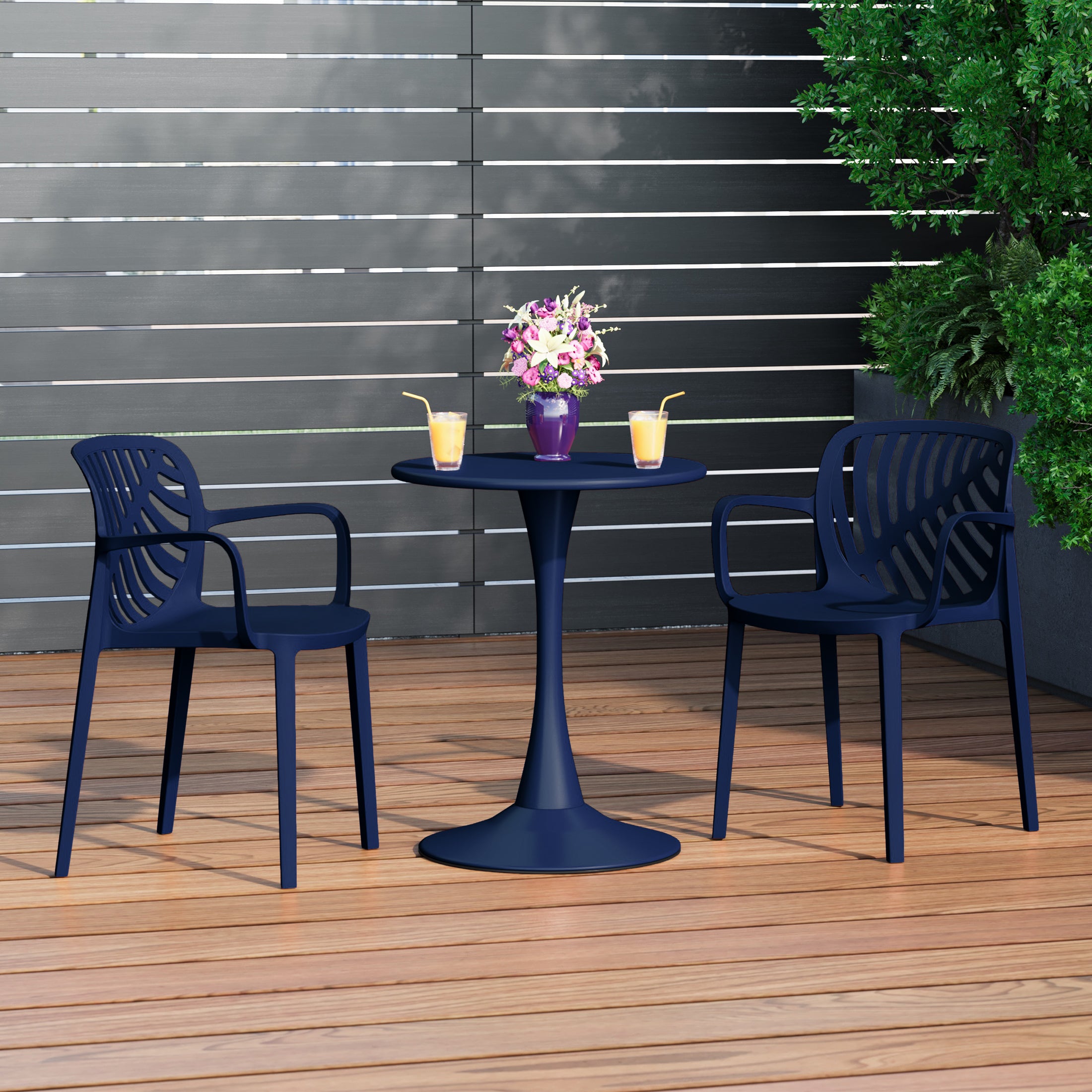 Sunshine 3-Piece Outdoor Indoor Metal Patio Dining Table Set With Stackable Patio Chairs