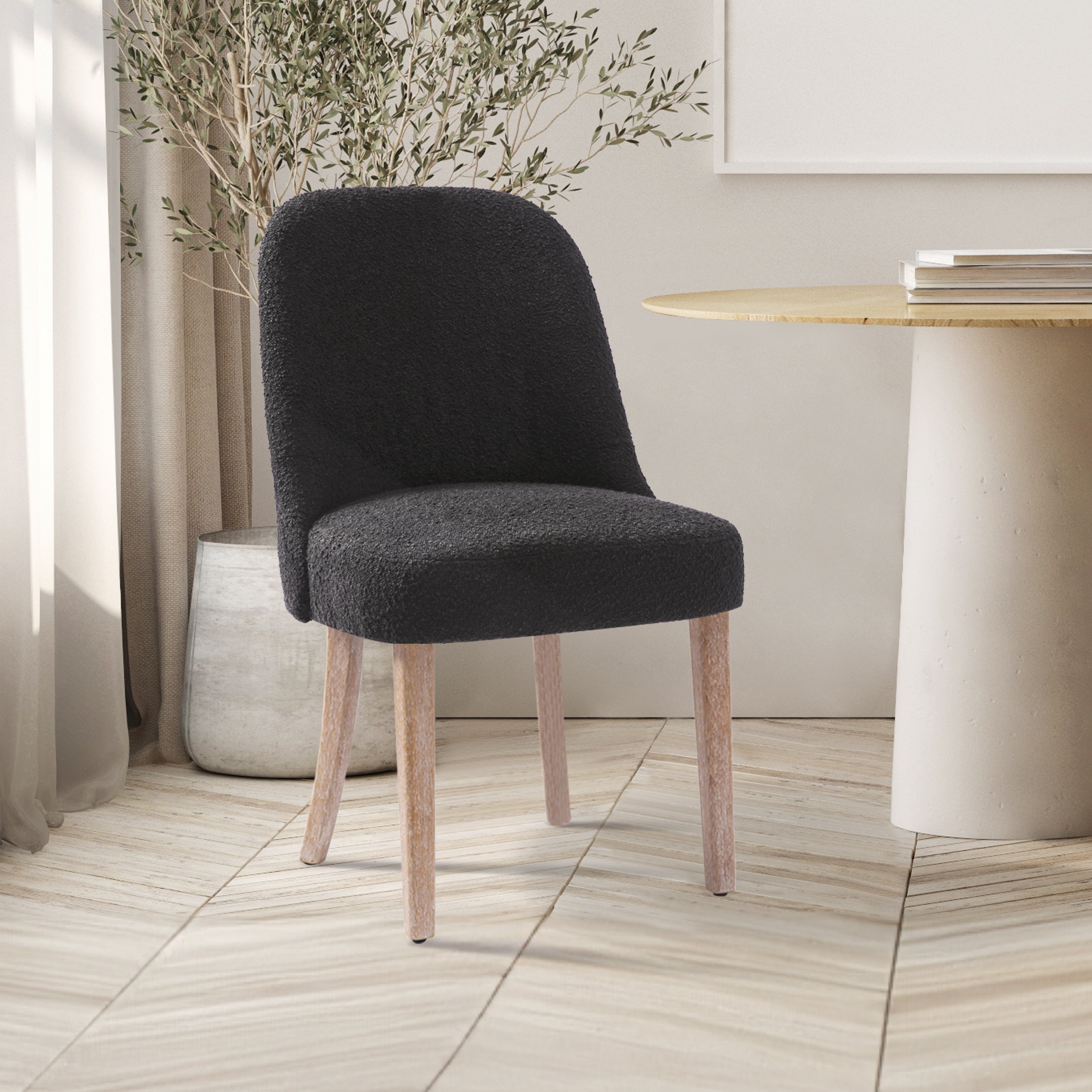 Amélie Mid-Century Modern Upholstered Boucle Dining Chair