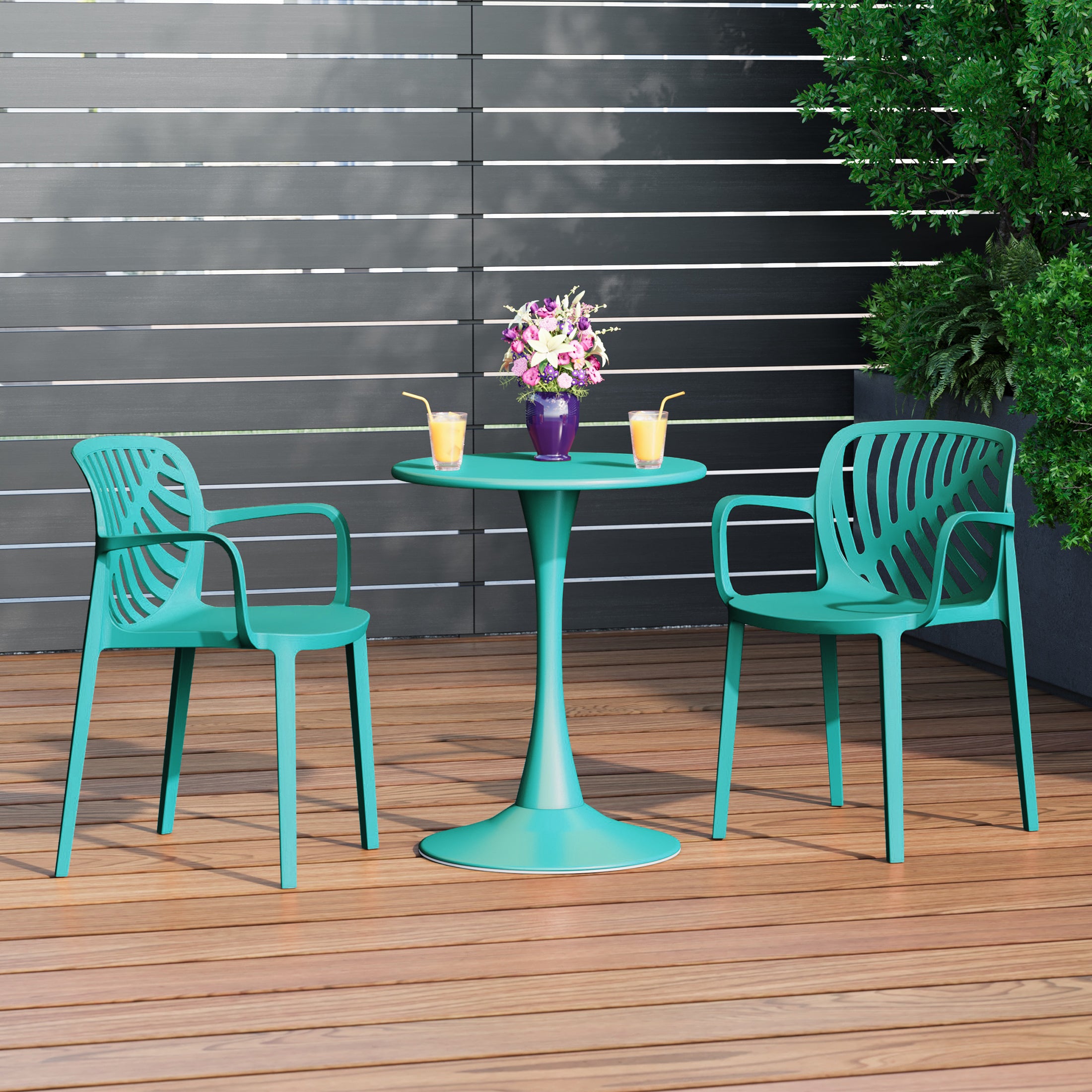 Sunshine 3-Piece Outdoor Indoor Metal Patio Dining Table Set With Stackable Patio Chairs