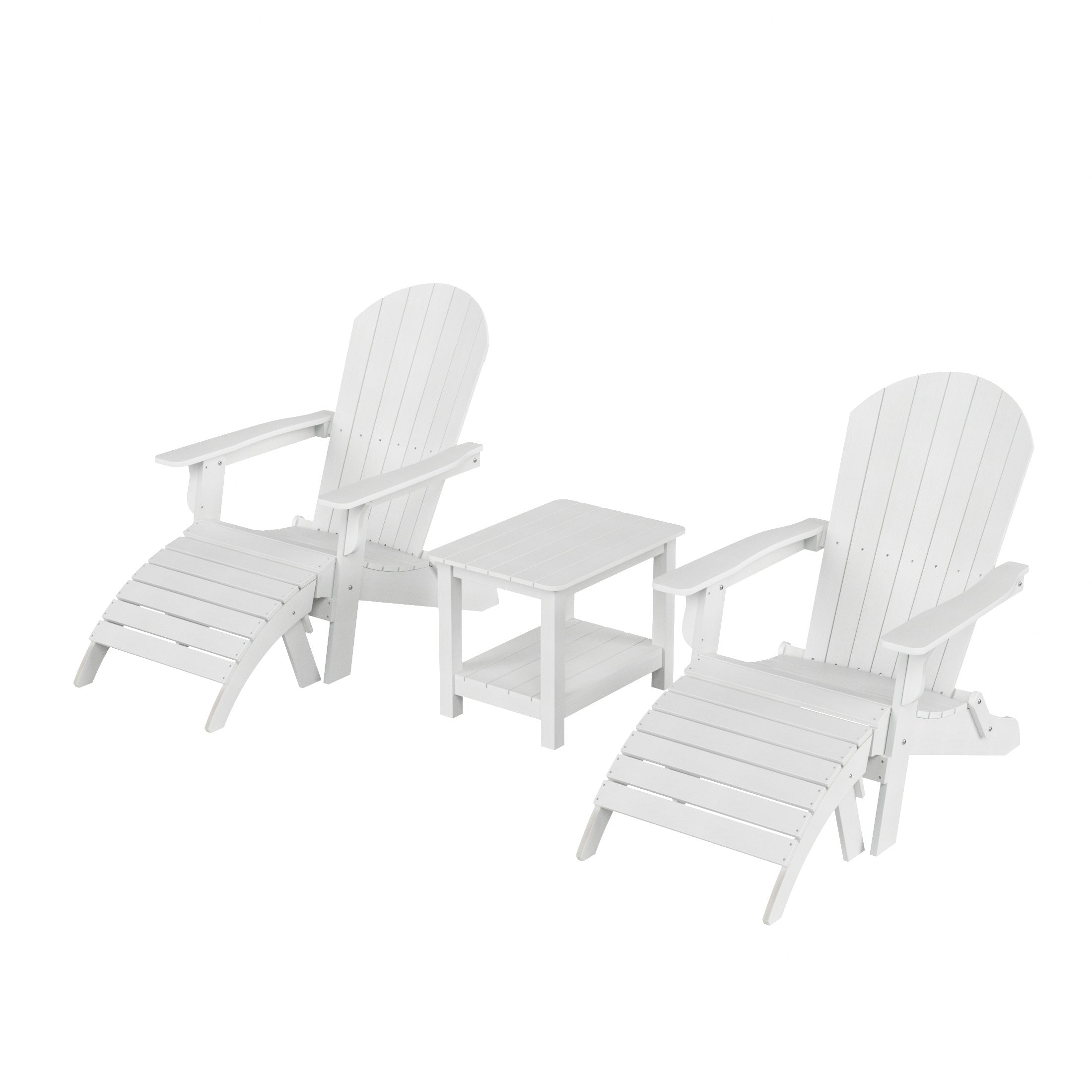 Florence 5-Piece HIPS Outdoor Folding Adirondack Seashell Chair With Folding Ottoman And Side Table