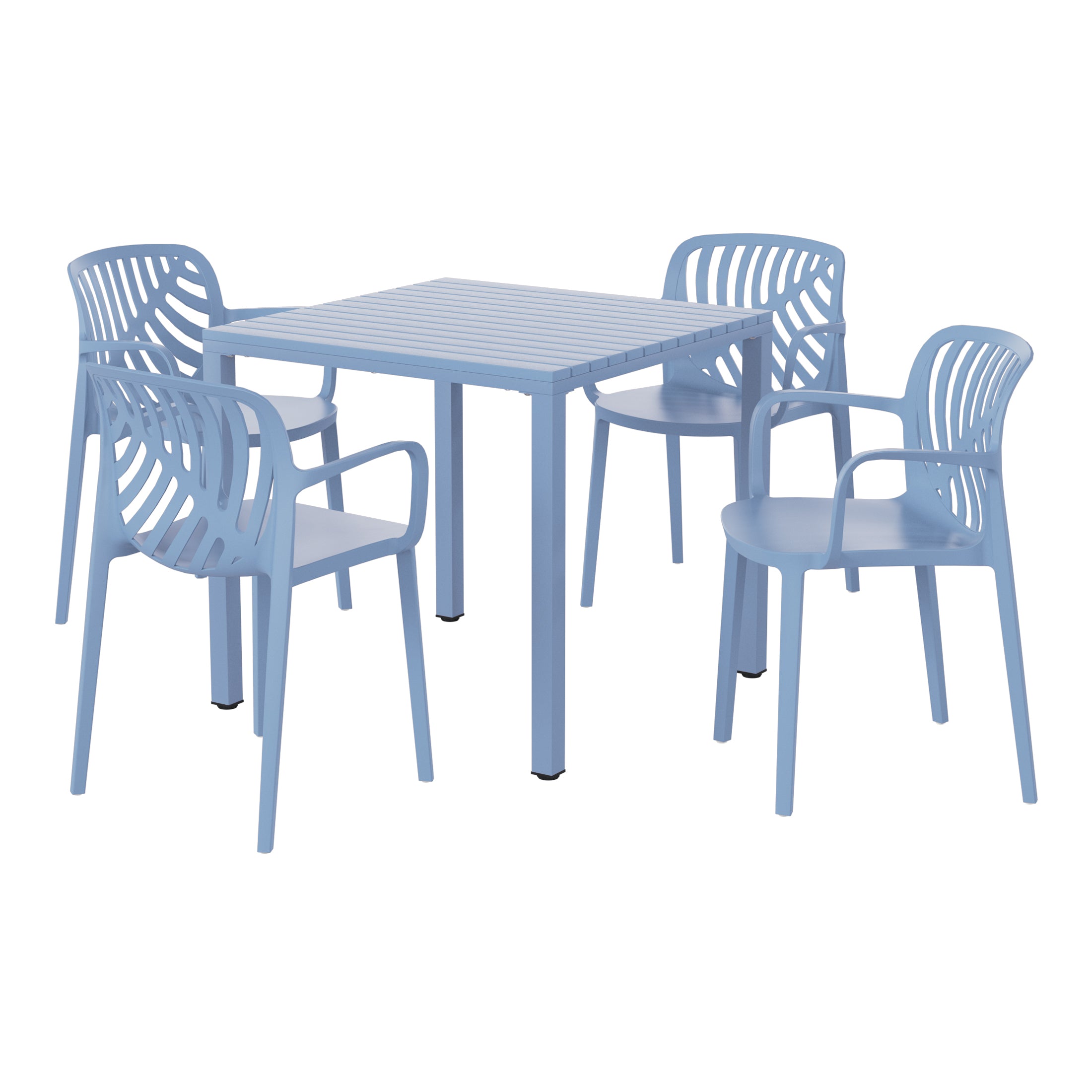 Sunshine 5-Piece Outdoor Square Dining Table Patio Set with Stackable Patio Dining Chairs