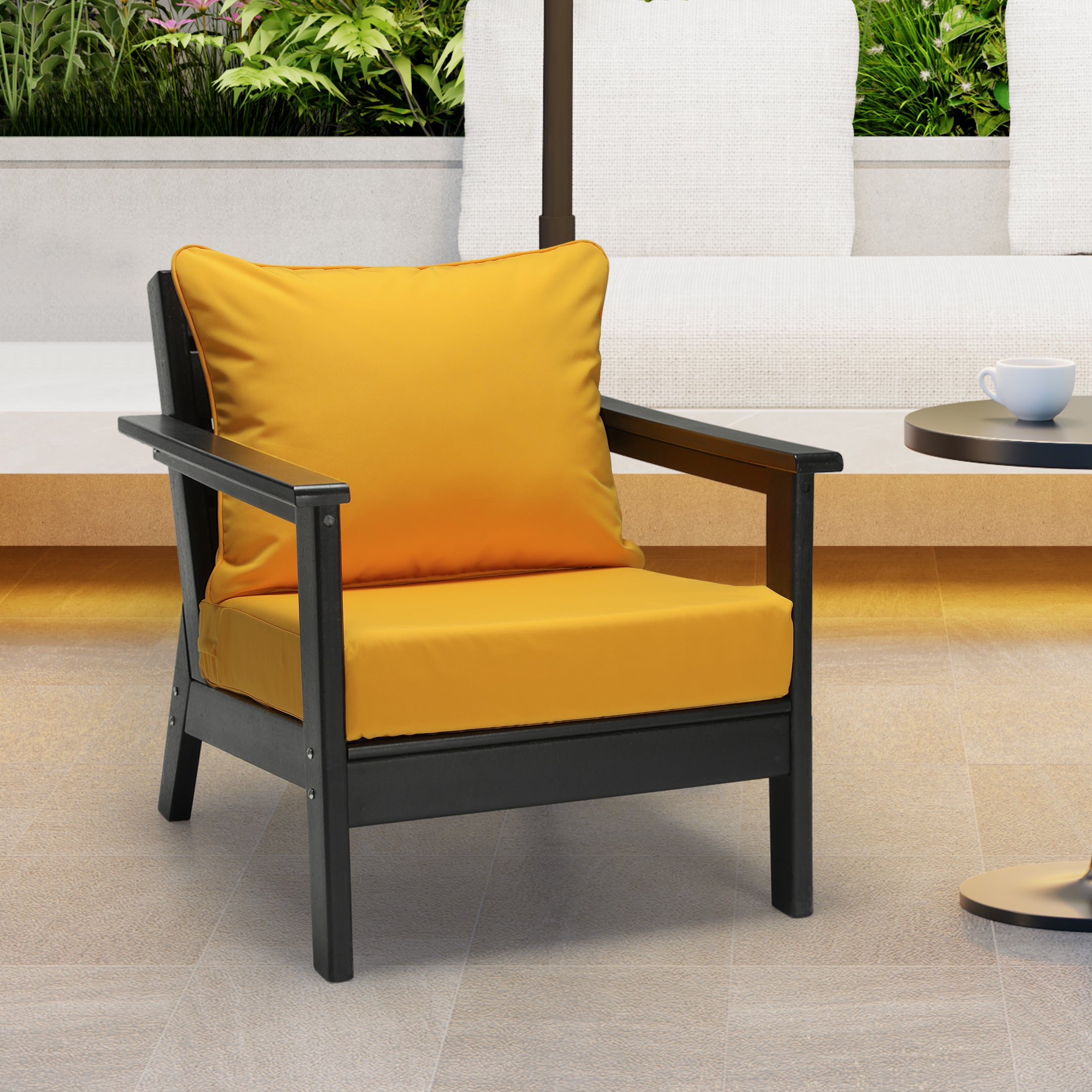 Harmony Water Repellent Outdoor 2-Piece Deep Set Patio Seat Back Chair Cushions, 25" x 25"
