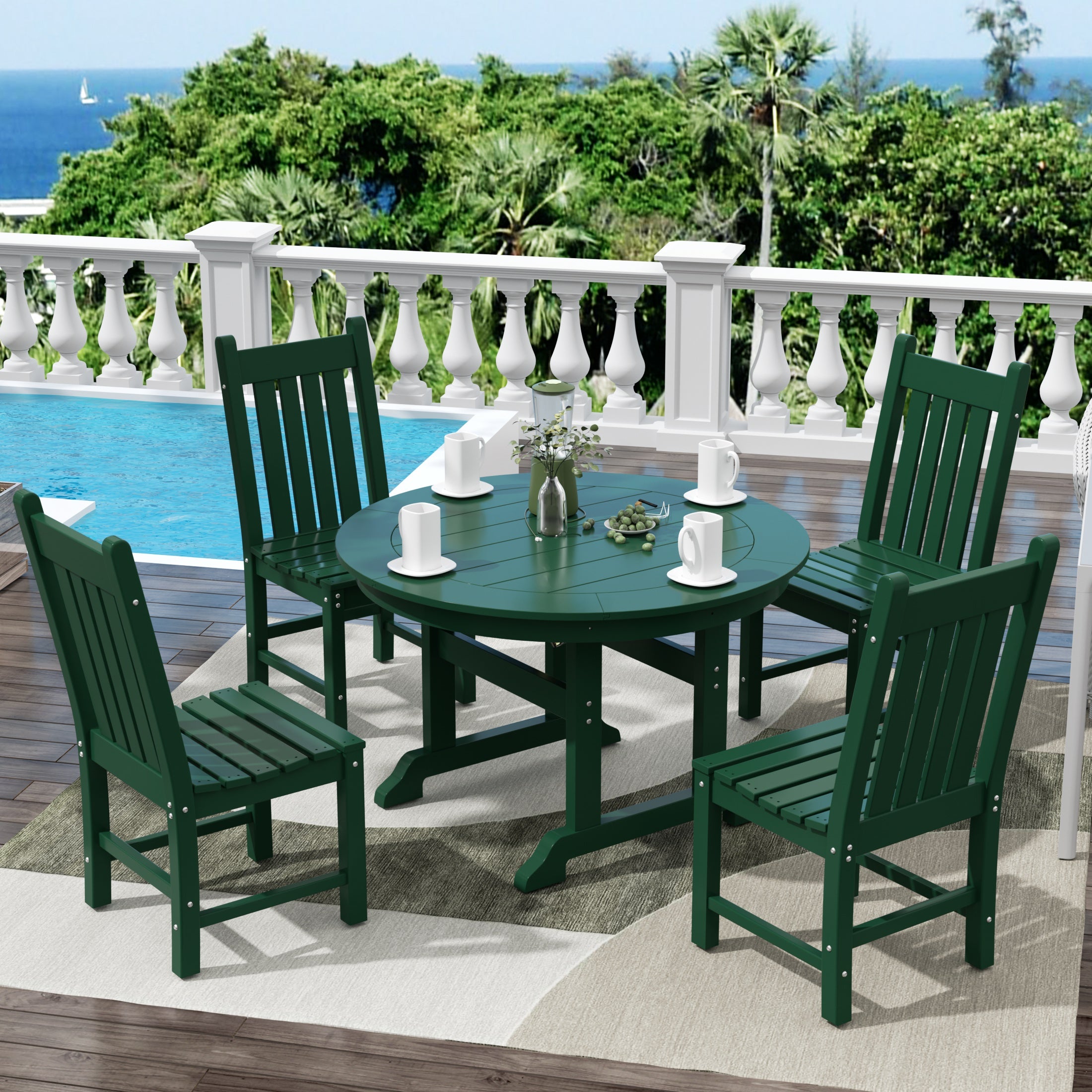 Paradise 5 Piece Outdoor Patio Dining Set Outdoor Round Table and Chair Set