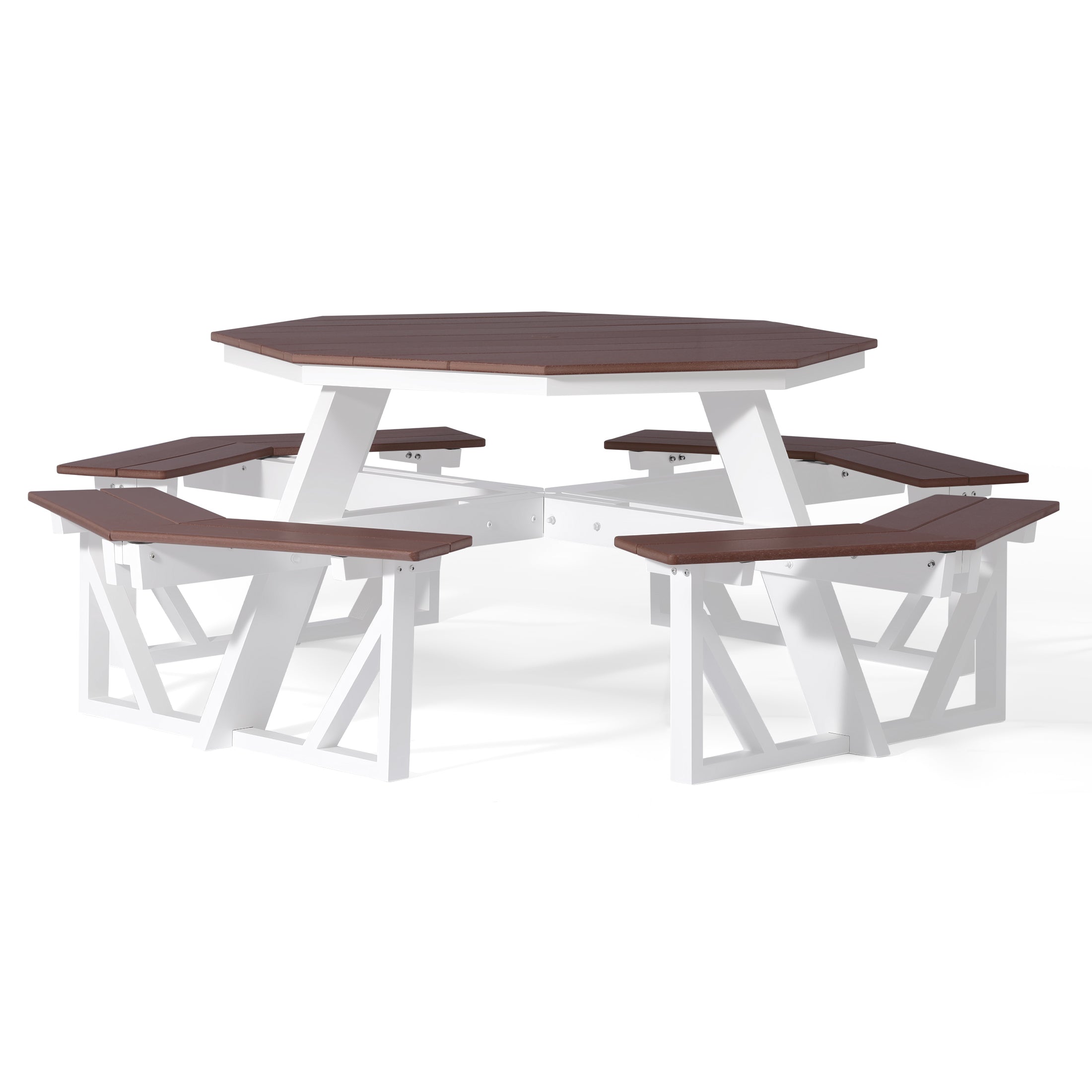 Macon Outdoor 48" HDPE 8-Person Patio Octagon Picnic Table
