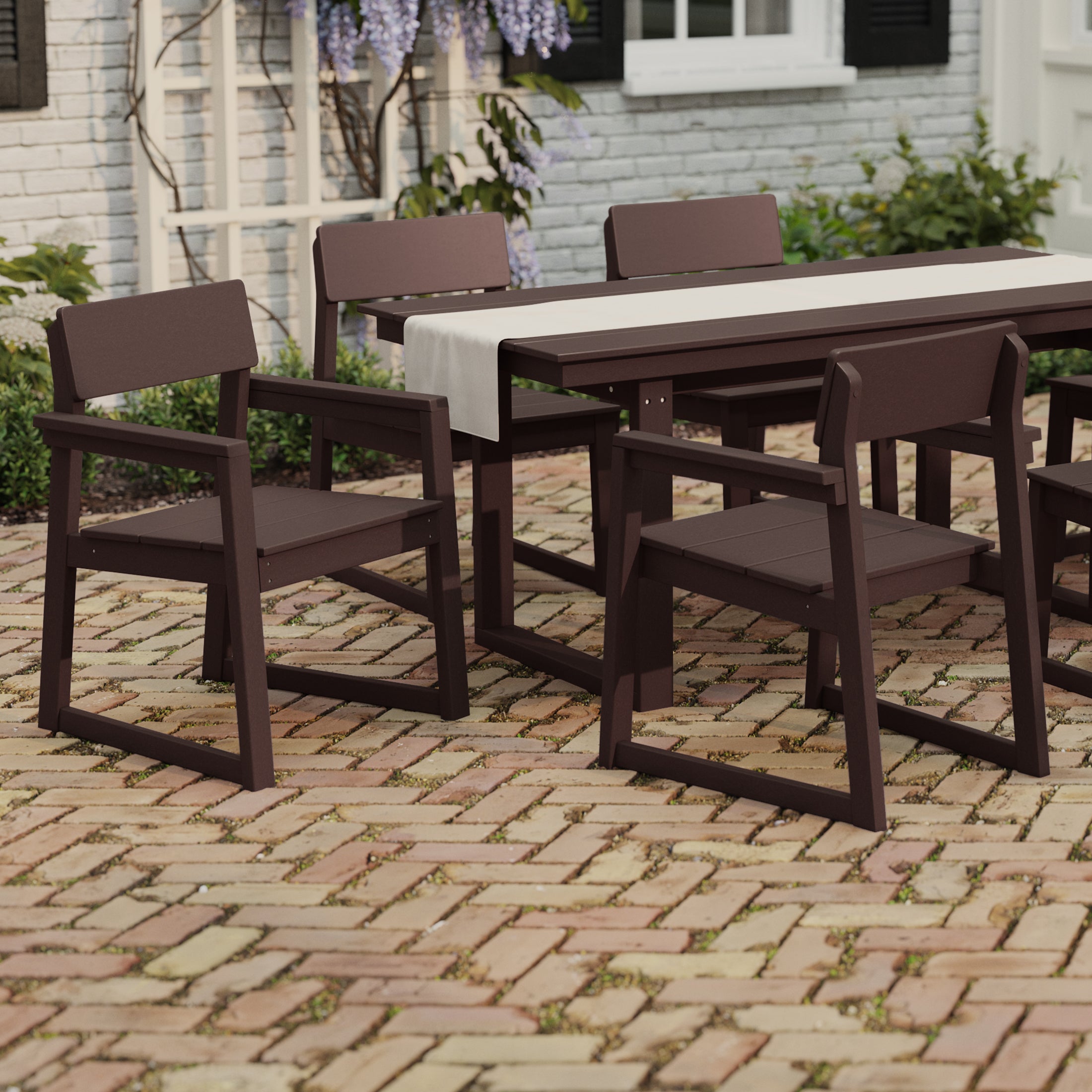 Cambria Modern HDPE Outdoor Patio Dining Arm Chairs (Set of 2)