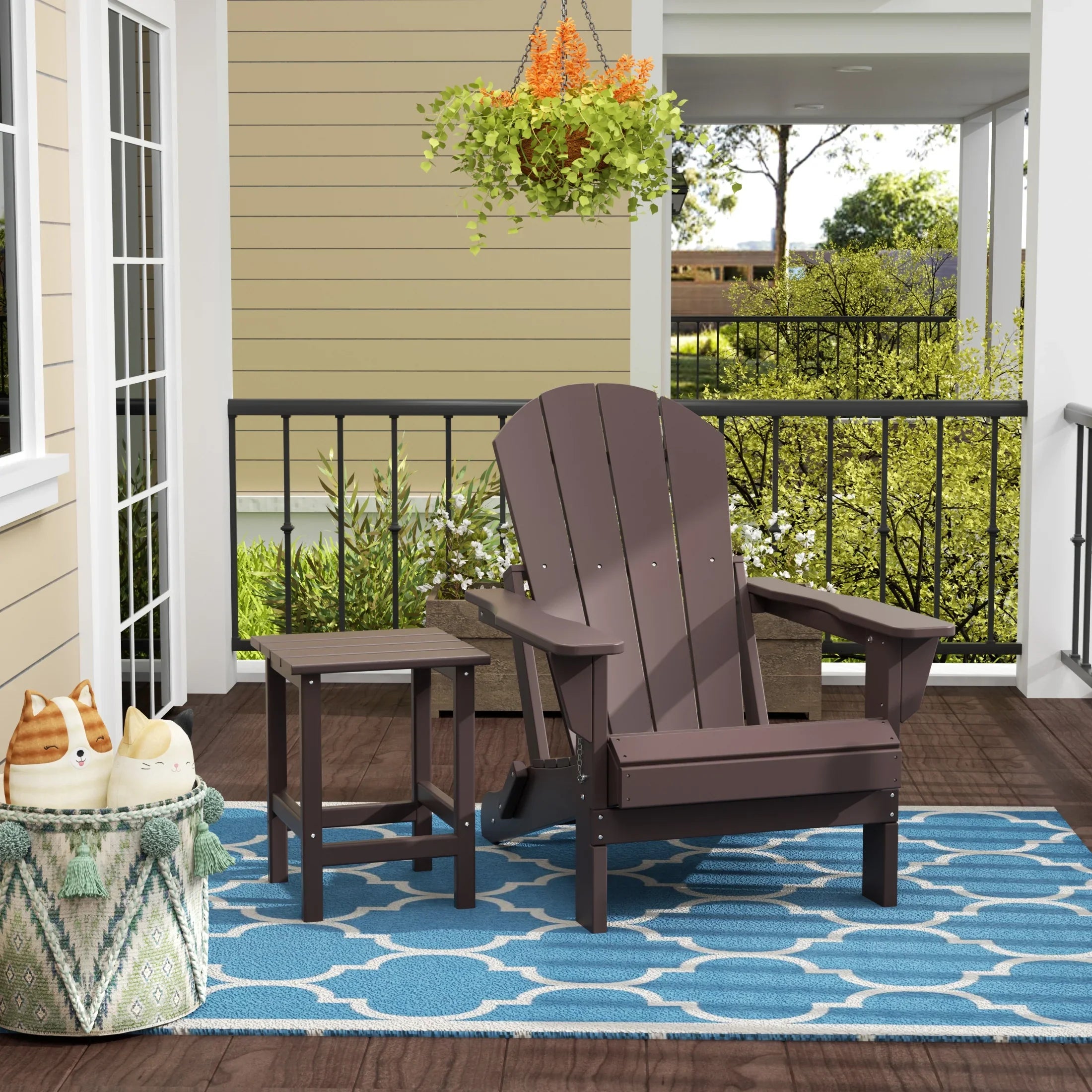 PARADISE 2-Piece Foldable Adirondack Lawn Chair with Patio Side