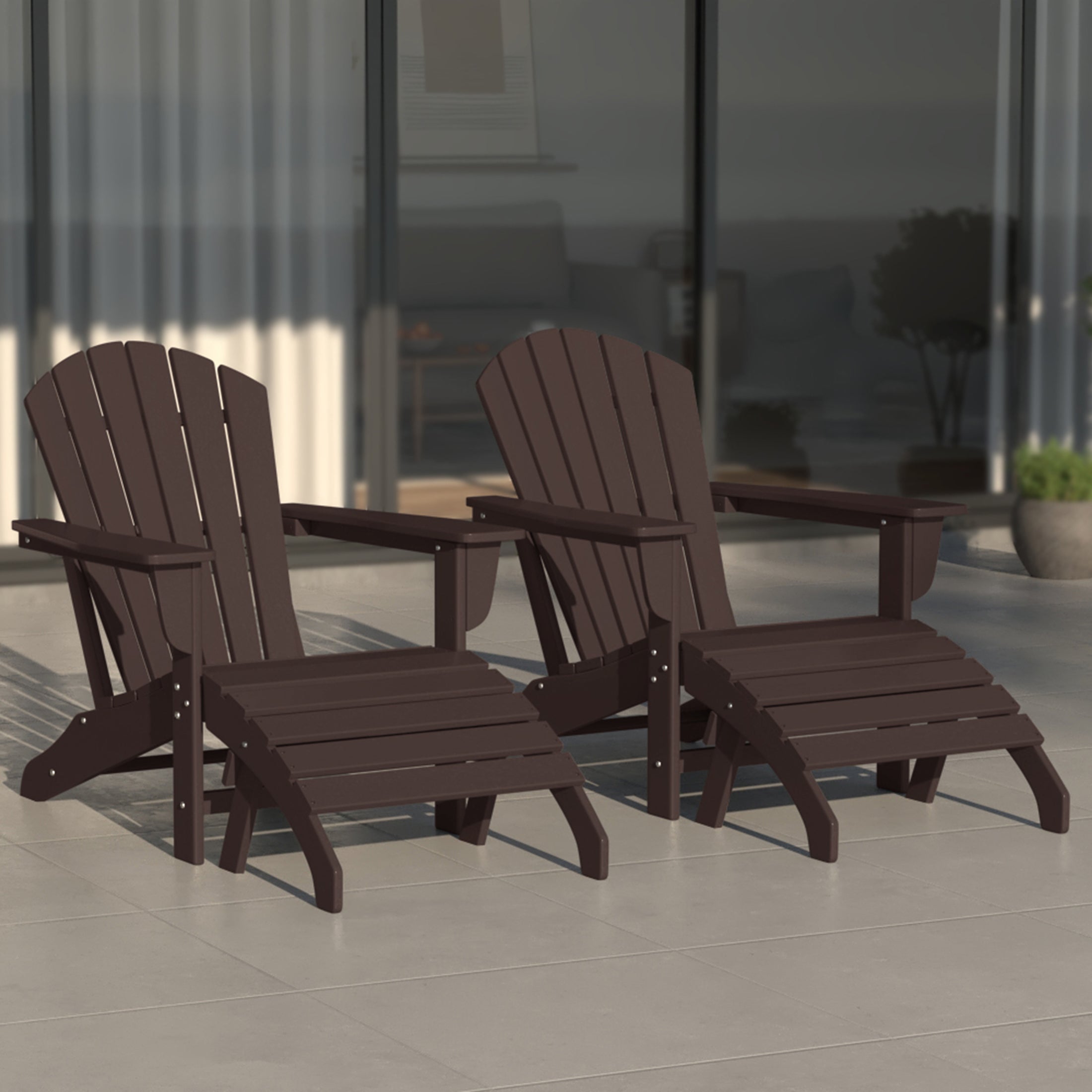 Portside Outdoor Adirondack Chair With Ottoman 4-Piece Set