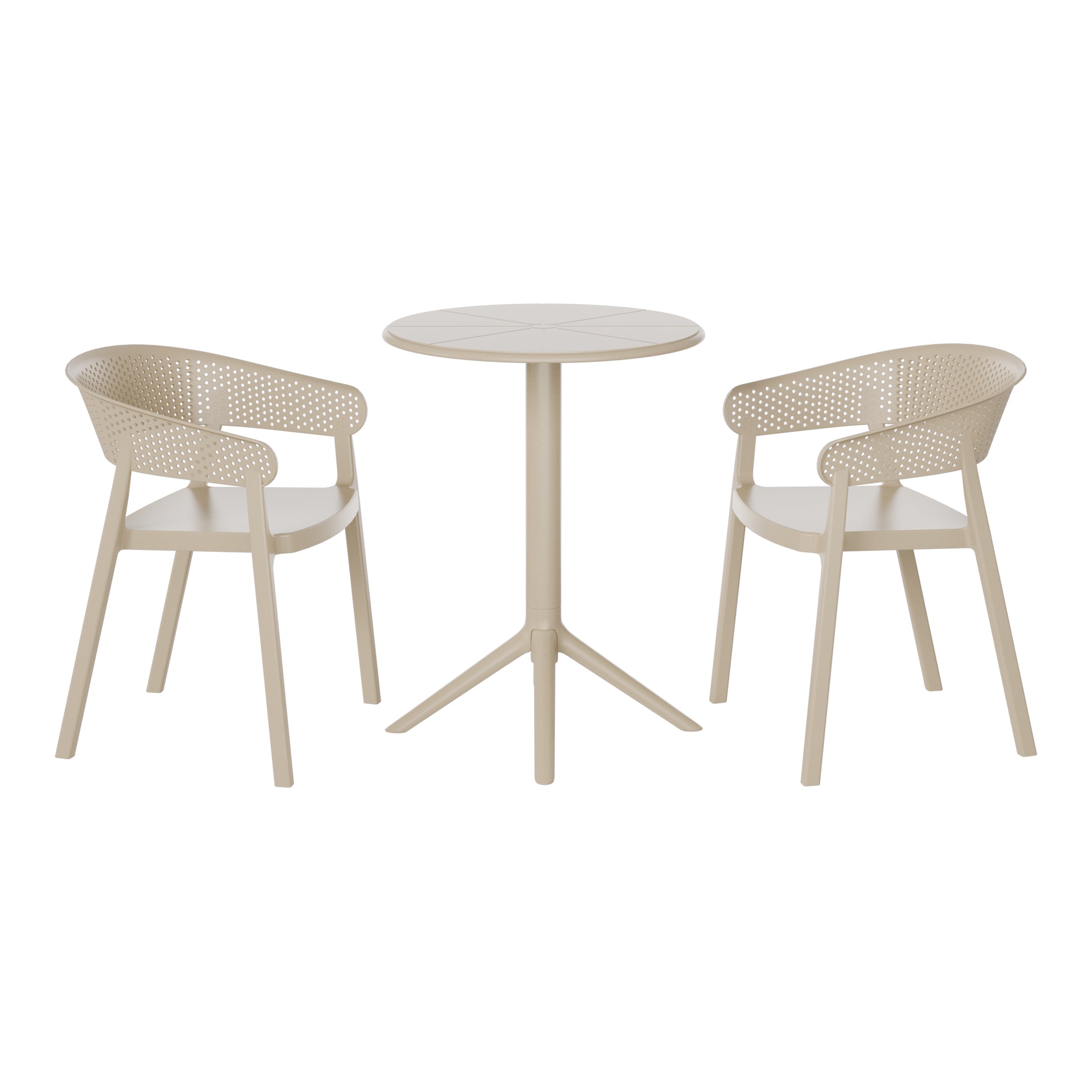 Sunshine 3-Piece Outdoor Resin Patio Bistro Table Set with Stackable Patio Dining Side Chairs