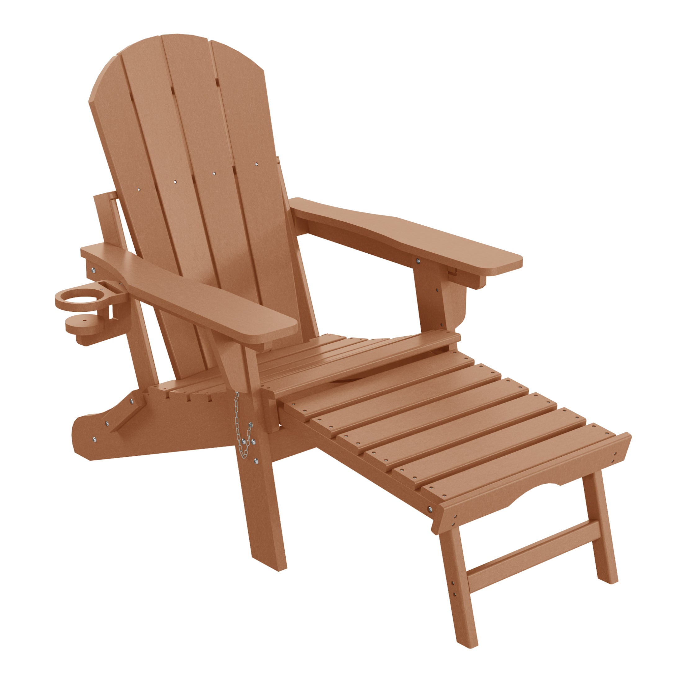 Paradise Folding Adjustable Adirondack Chair with Retractable Ottoman and Cup Holder (Set of 2)