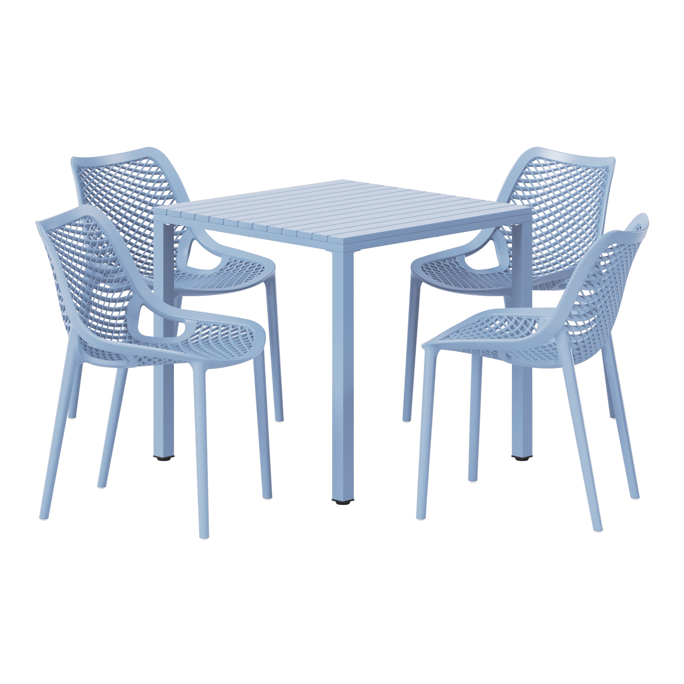 Sunshine 5-Piece Outdoor Patio Metal Frame Dining Table Set with Stackable Patio Dining Chairs