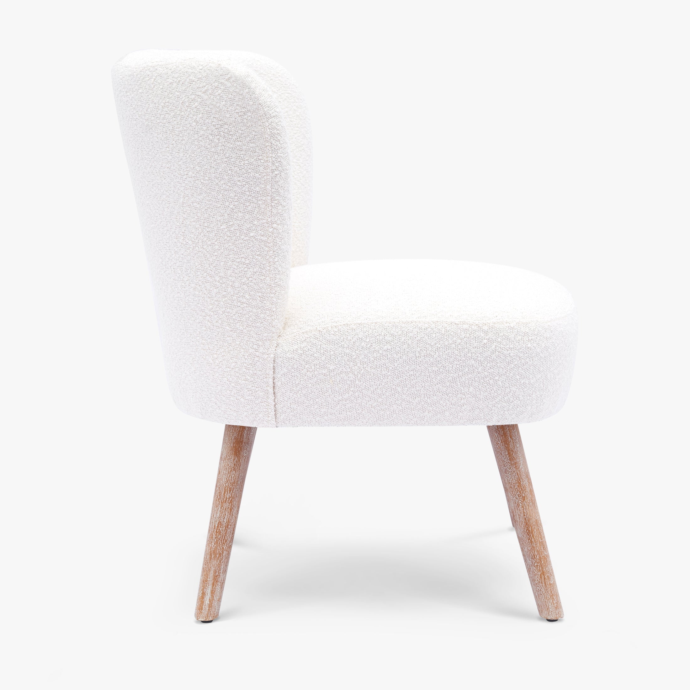 Amélie 4-Piece Set Mid-Century Boucle Accent Chairs with Ottoman Foot Stools