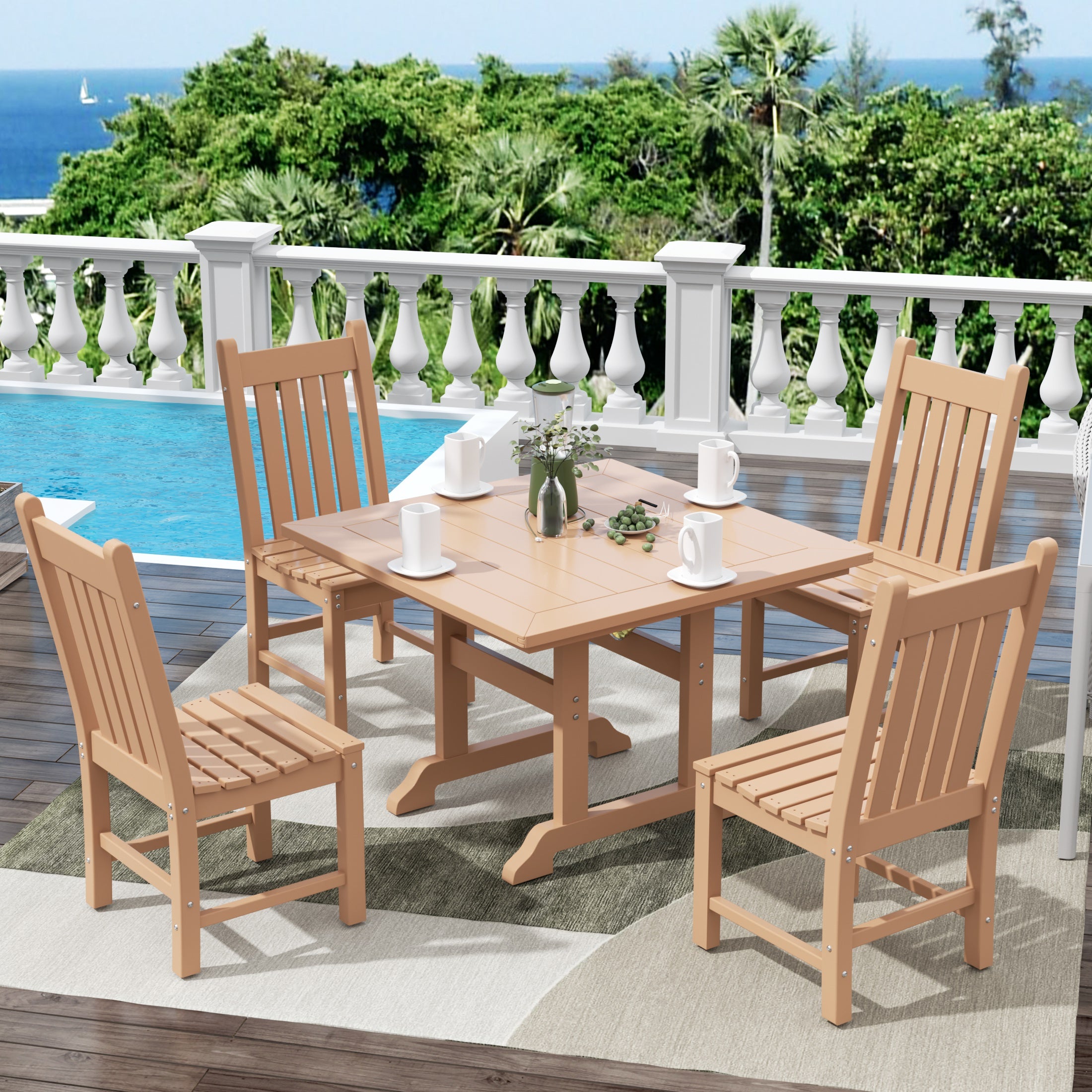 Paradise 5 Piece Outdoor Patio Dining Set Outdoor Square Table and Chair Set