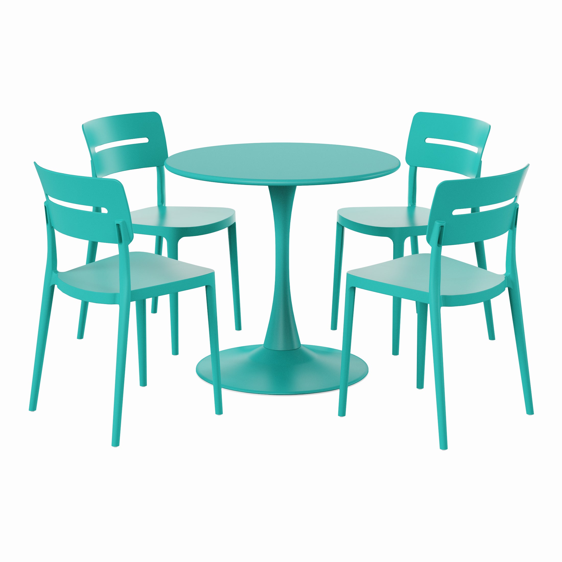 Sunshine 5-Piece Outdoor Indoor Round Metal Patio Dining Table Set With Stackable Patio Chairs