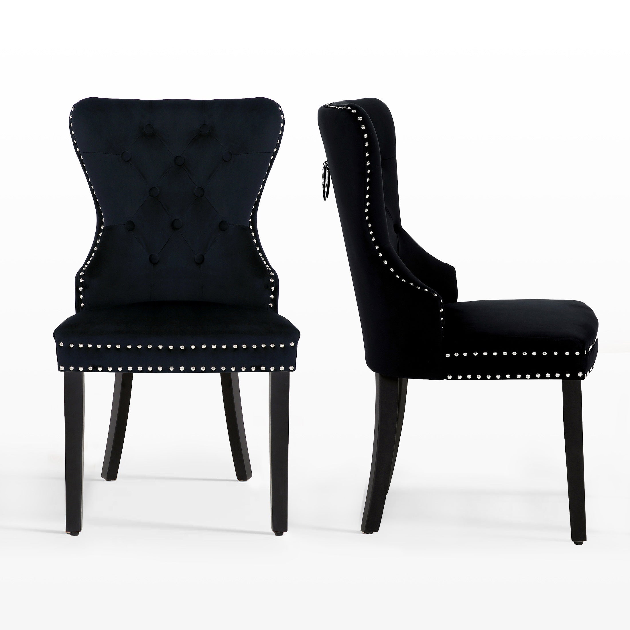 Hank Velvet Upholstered Tufted Dining Chairs (Set of 2)