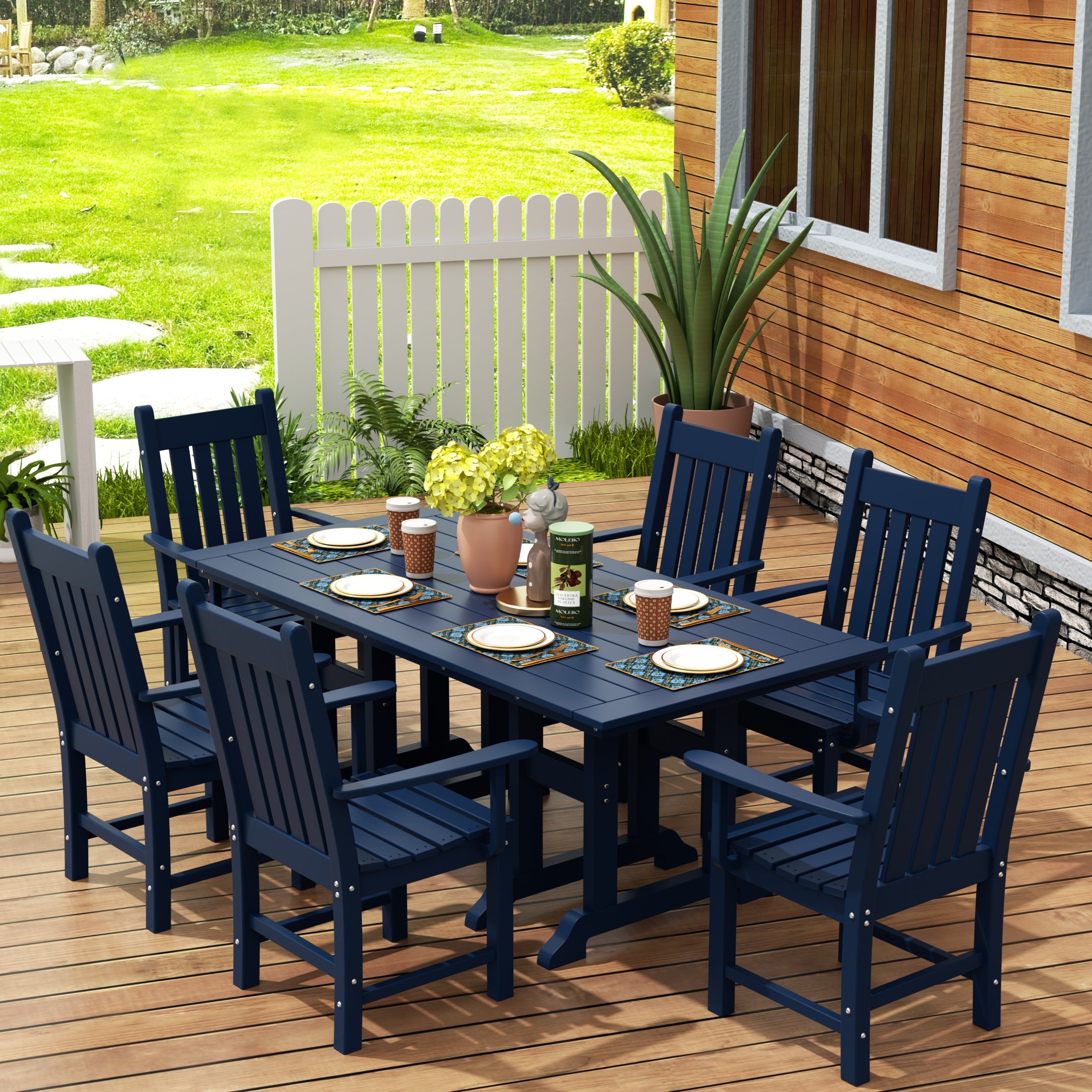 Paradise 7 Piece Outdoor Patio Dining Set Outdoor Table and Armchair Set