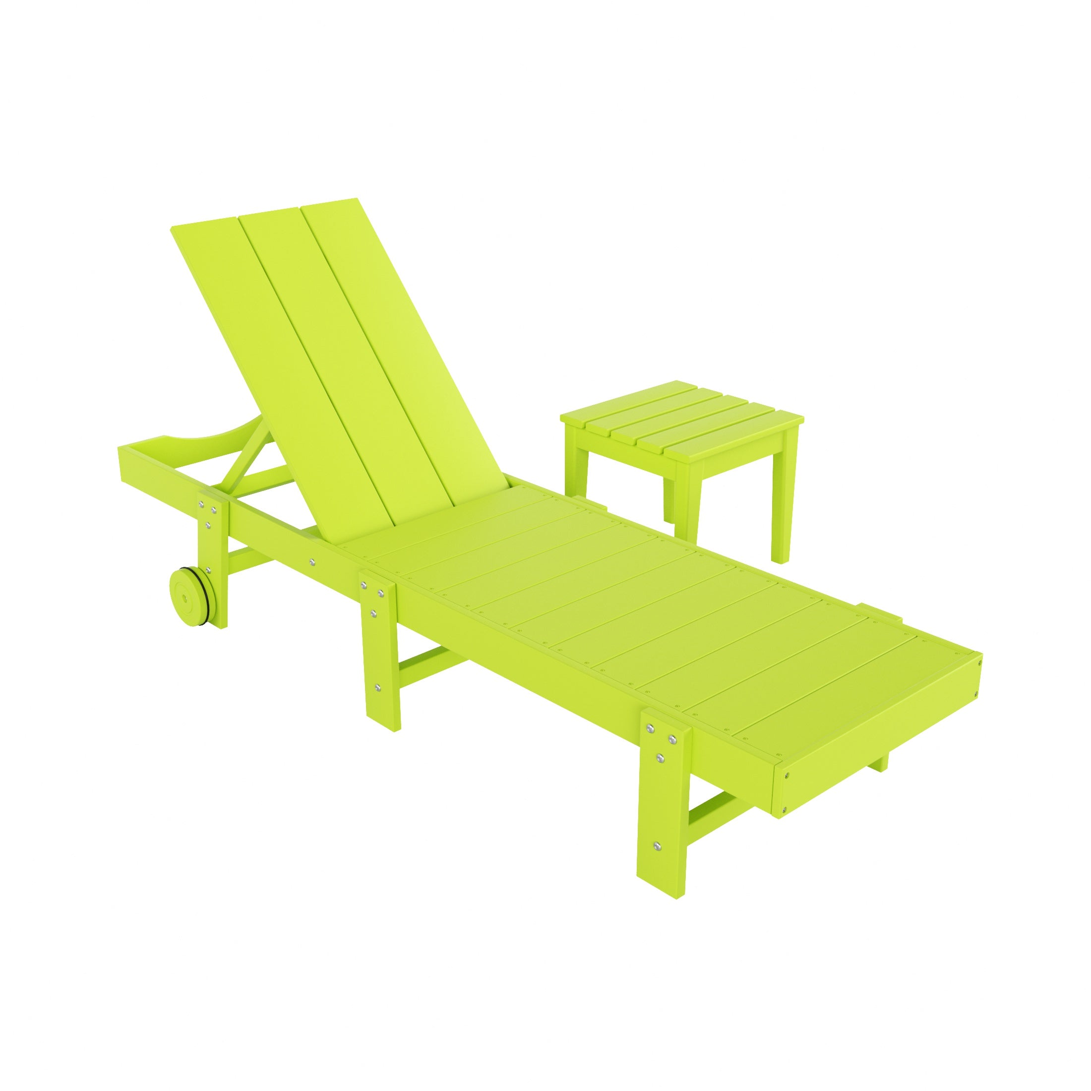 Palms 2 Piece Modern Poly Reclining Chaise Lounge With Wheels