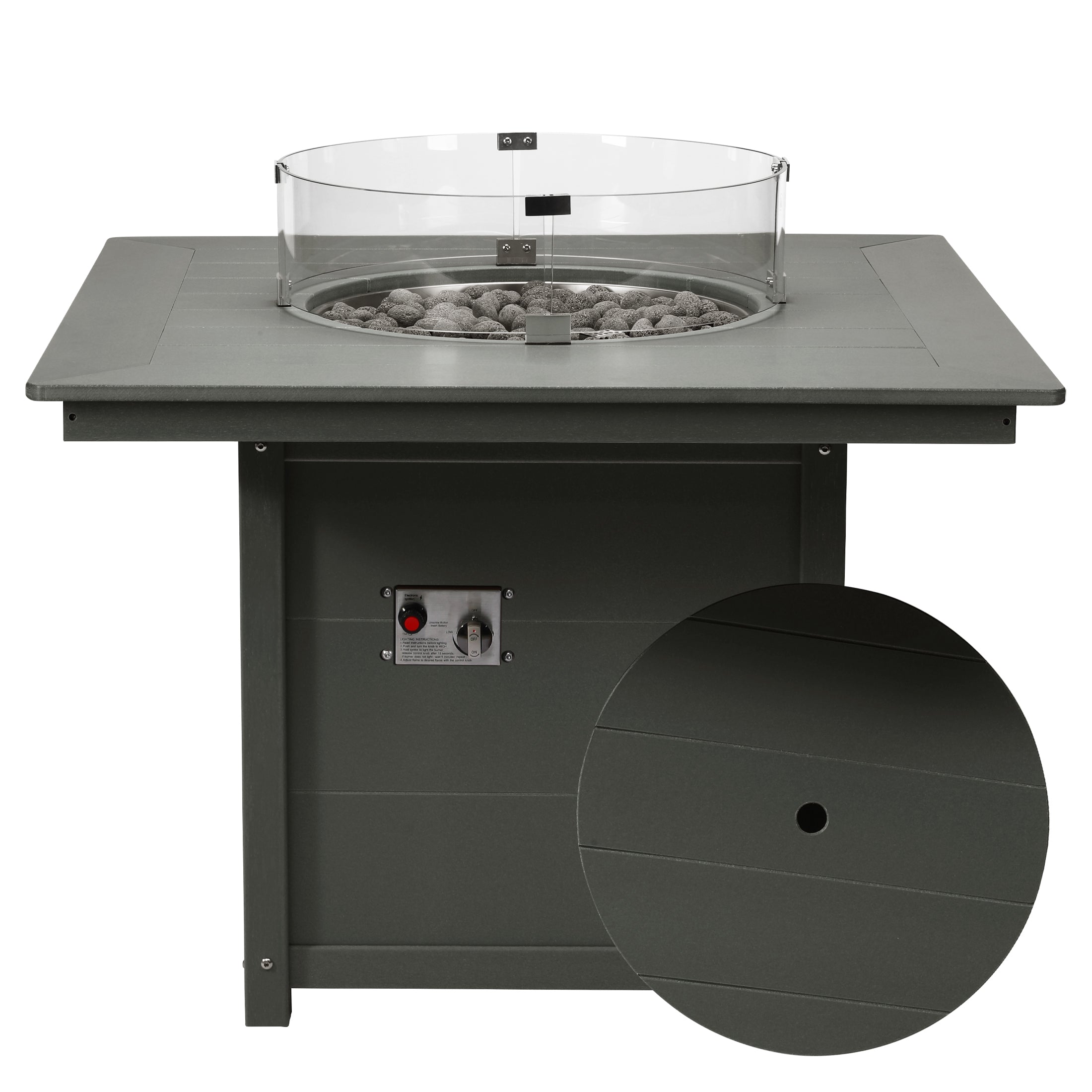 Sol Modern Outdoor Patio Propane 42" Square Fire Pit Table