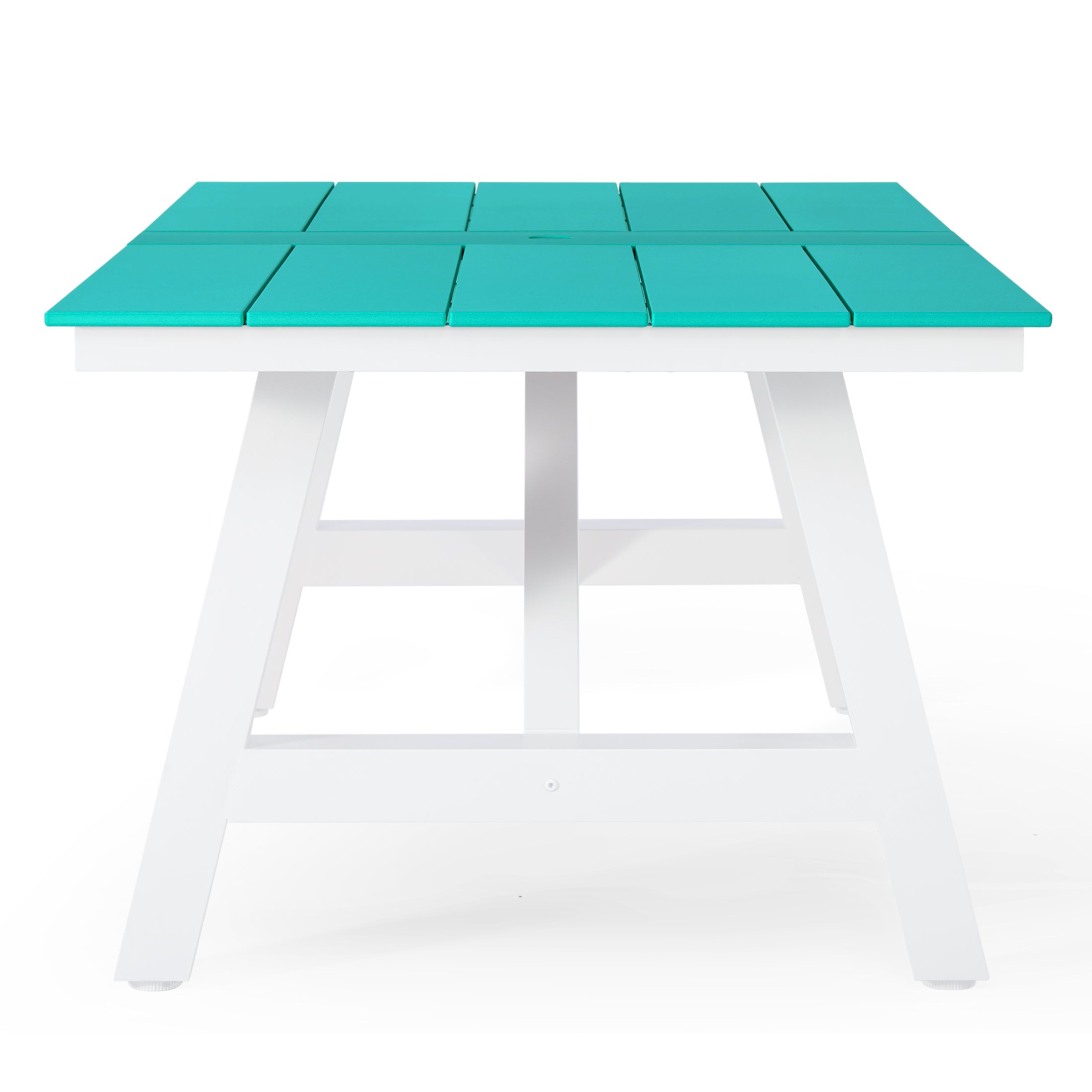 Stinson 90" HDPE Rectangle Outdoor Patio Dining Table With Umbrella Hole and Metal Frame