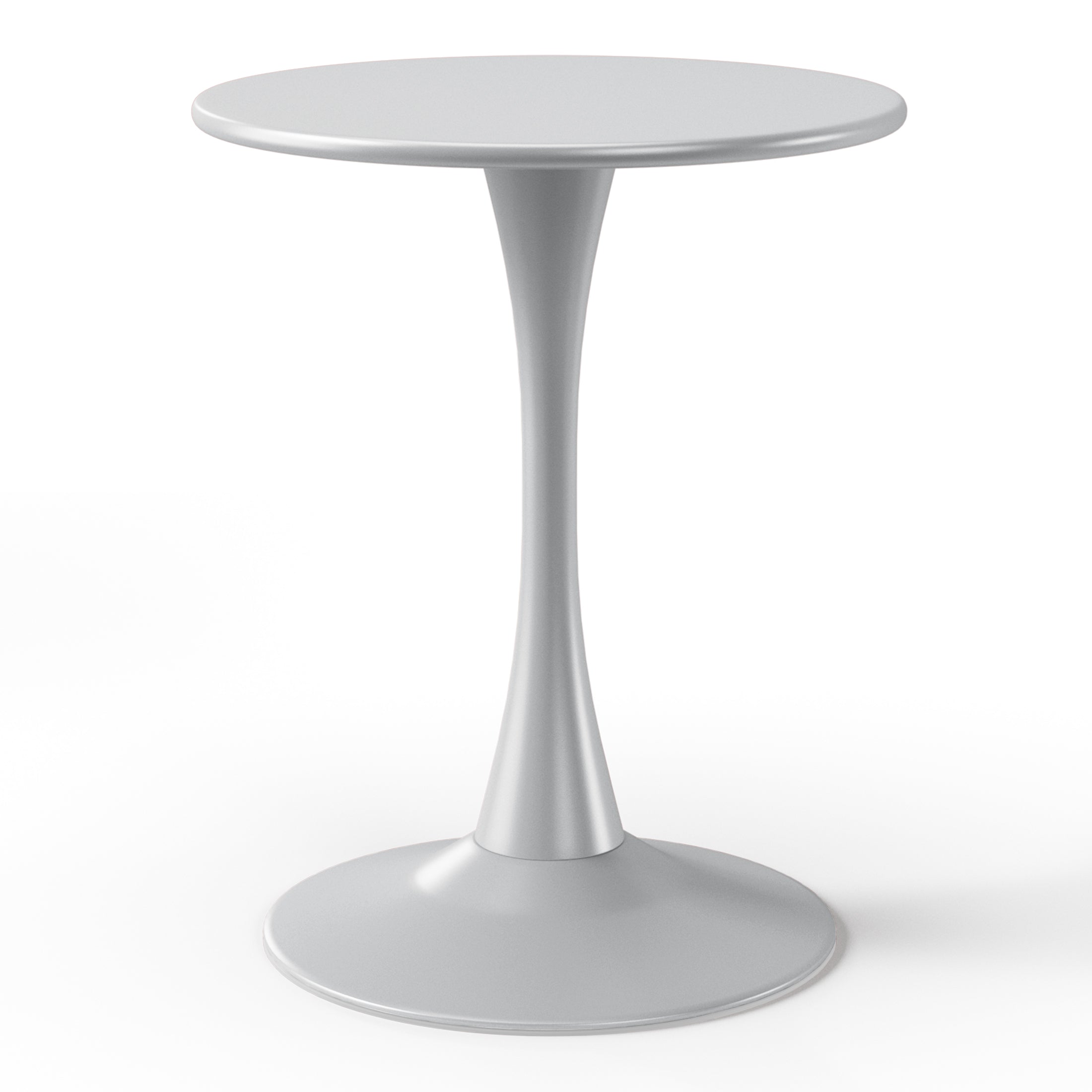Sunshine 3-Piece Outdoor Round Metal Dining Table Set And Stackable Resin Patio Dining Side Chairs