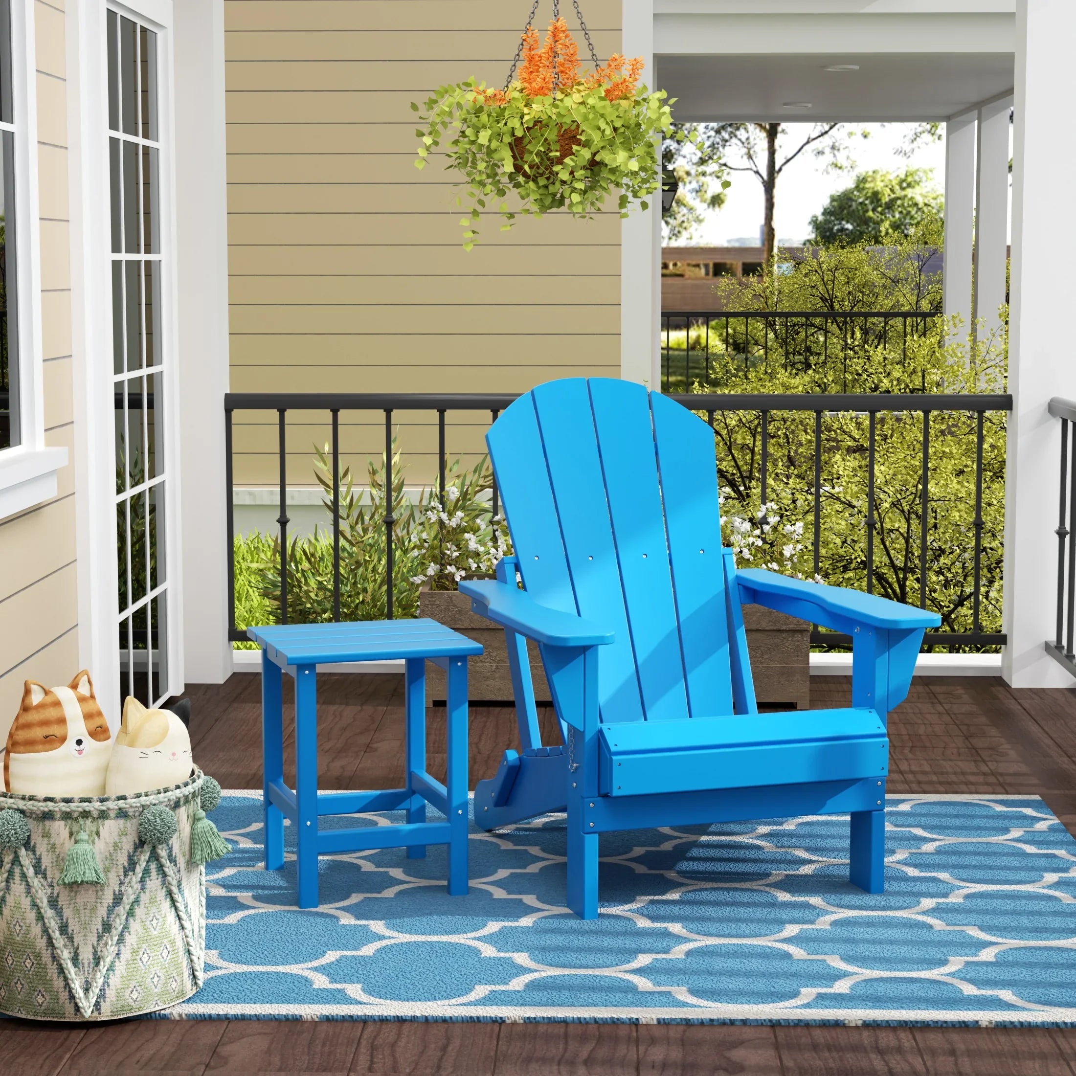 PARADISE 2-Piece Foldable Adirondack Lawn Chair with Patio Side