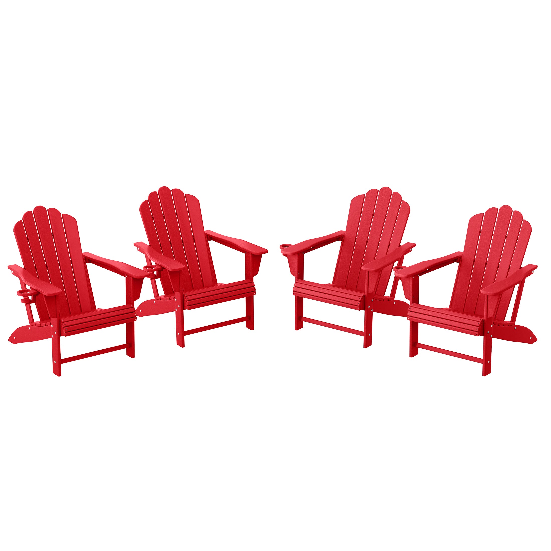 Lakeview Outdoor Patio HDPE Adirondack Chairs With Cup Holders (Set of 4)