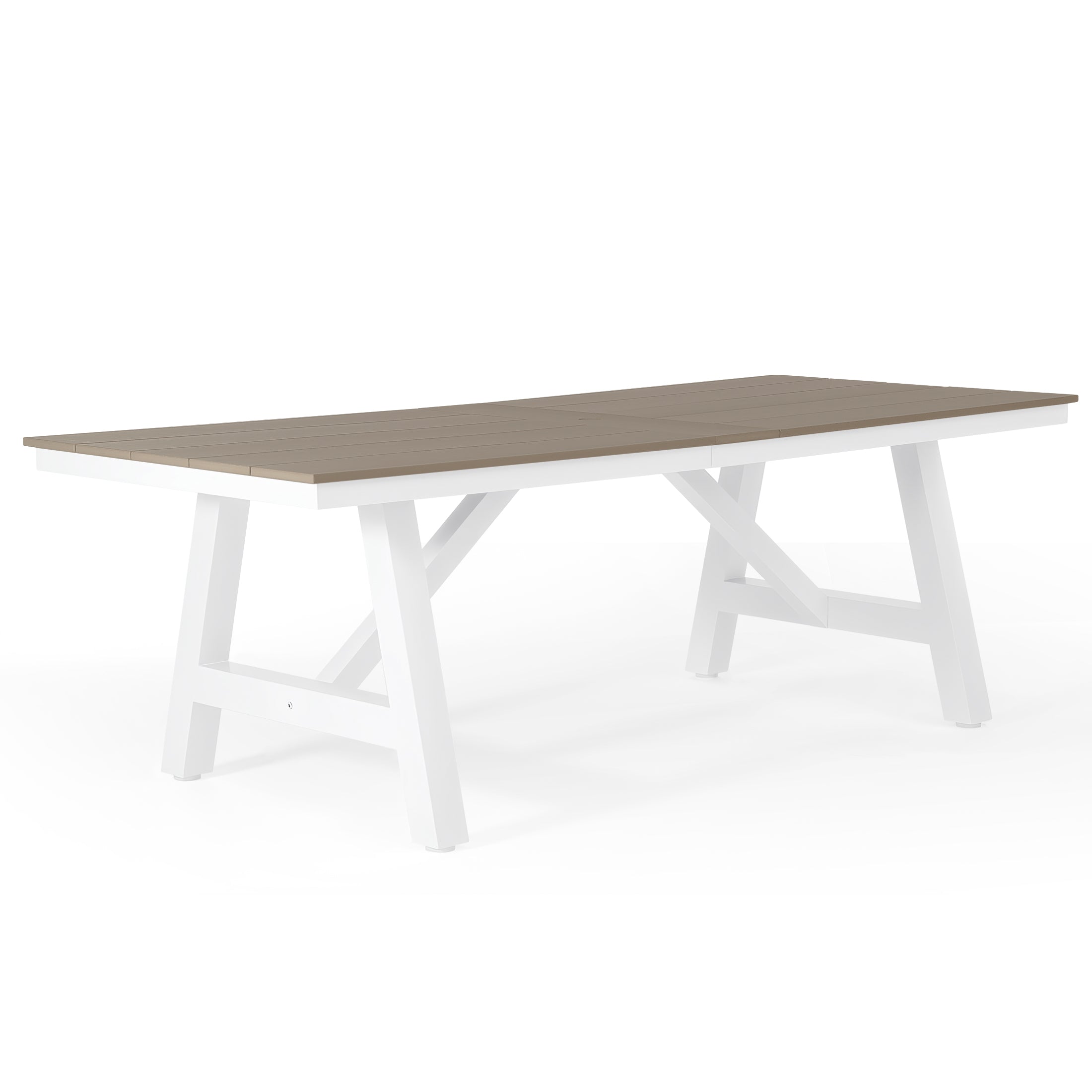 Stinson 90" HDPE Rectangle Outdoor Patio Dining Table With Umbrella Hole and Metal Frame