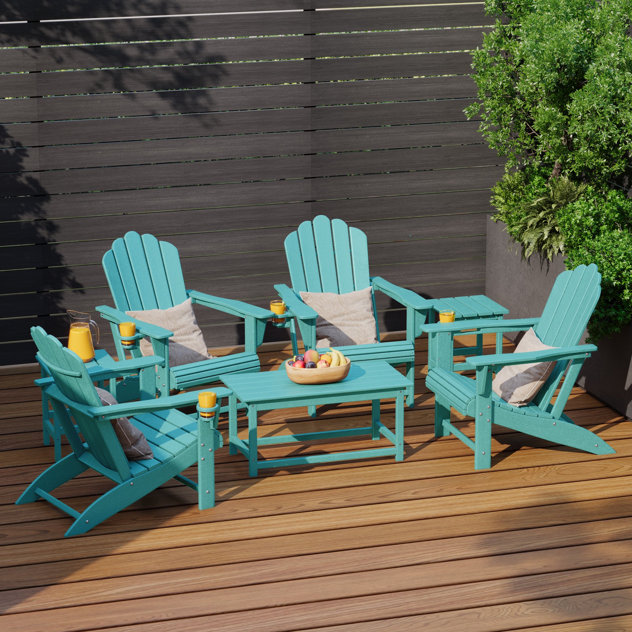 Lakeview 7-Piece HDPE Outdoor Patio Furniture Adirondack Conversation Set