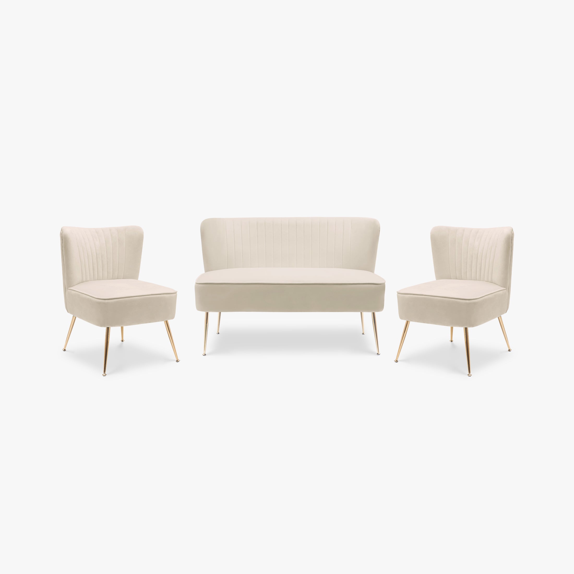 Alaia Mid Century Modern Tufted Velvet Loveseat Sofa and 22