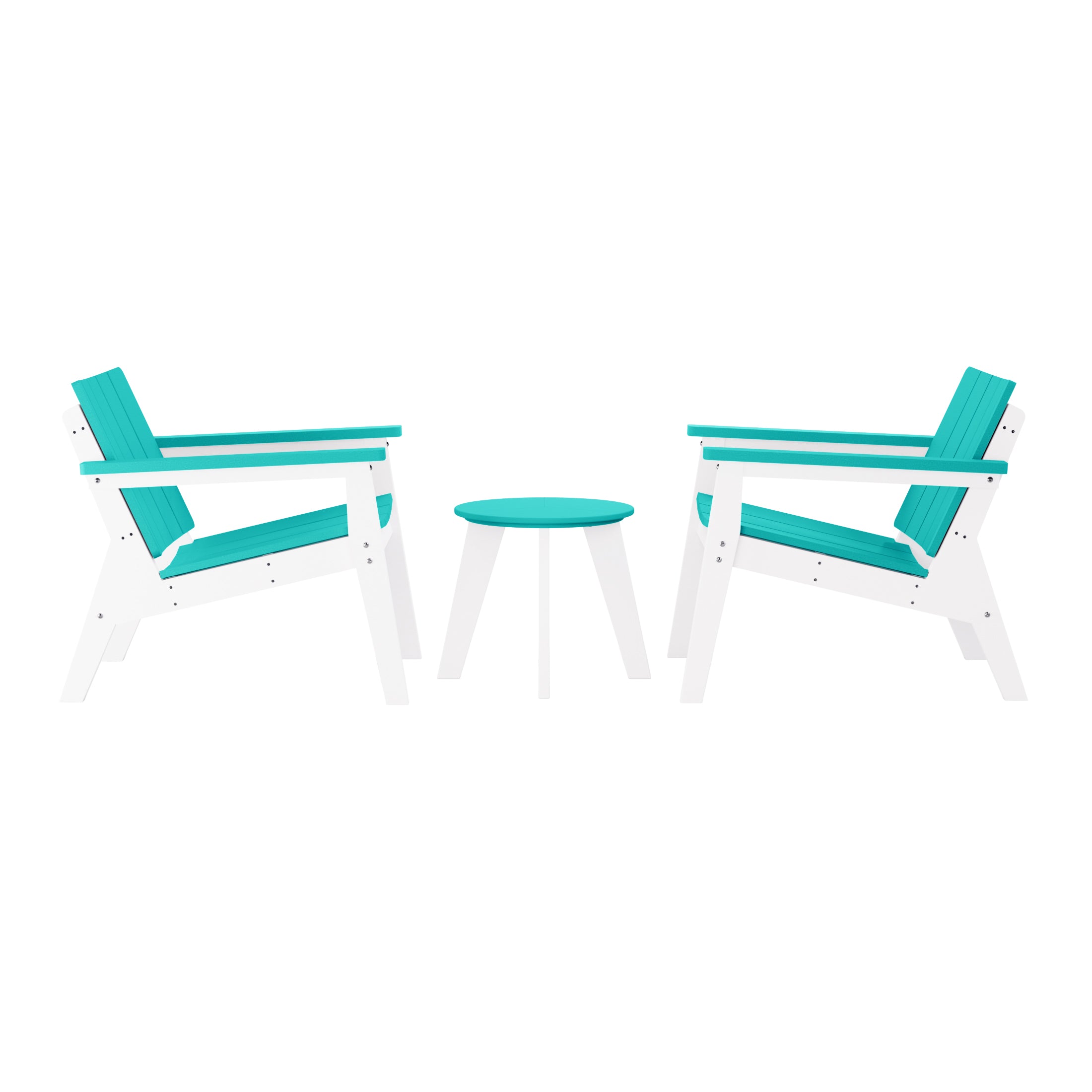 Seaside 3-Piece Outdoor HDPE Conversation Set with Deep Seating Chairs and Round Side Table