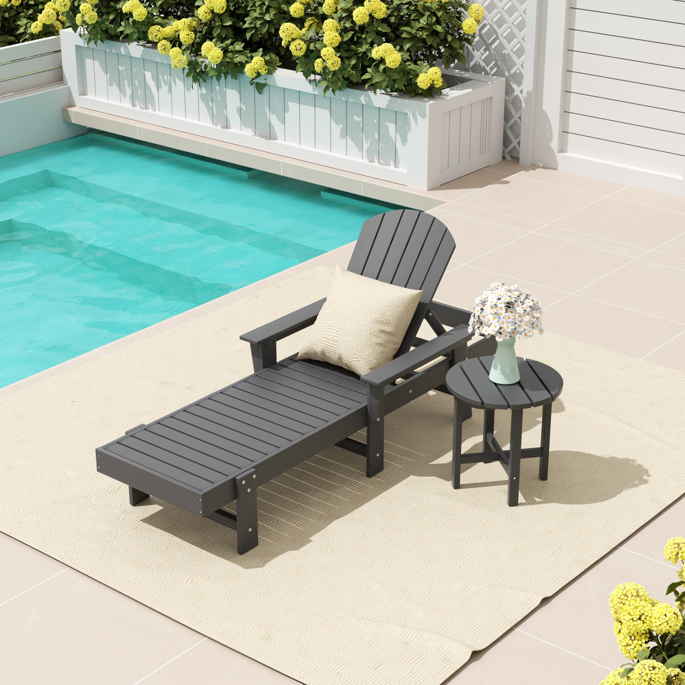 Portside 2 Piece Adirondack Reclining Chaise Lounge With Arms