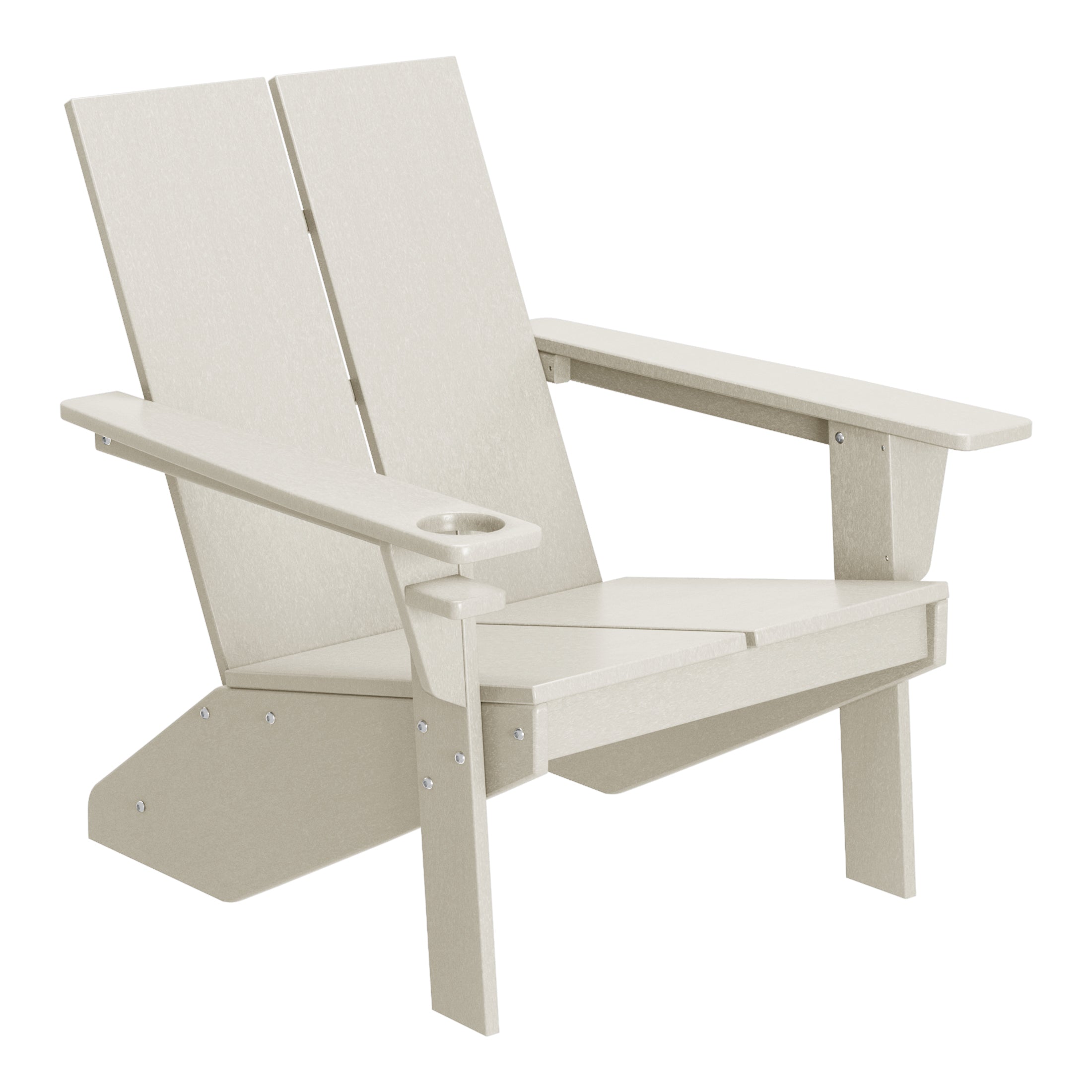 Seaview Outdoor 4-Piece HDPE Modern Adirondack Chairs Set with Folding Patio Ottomans and Cup Holder