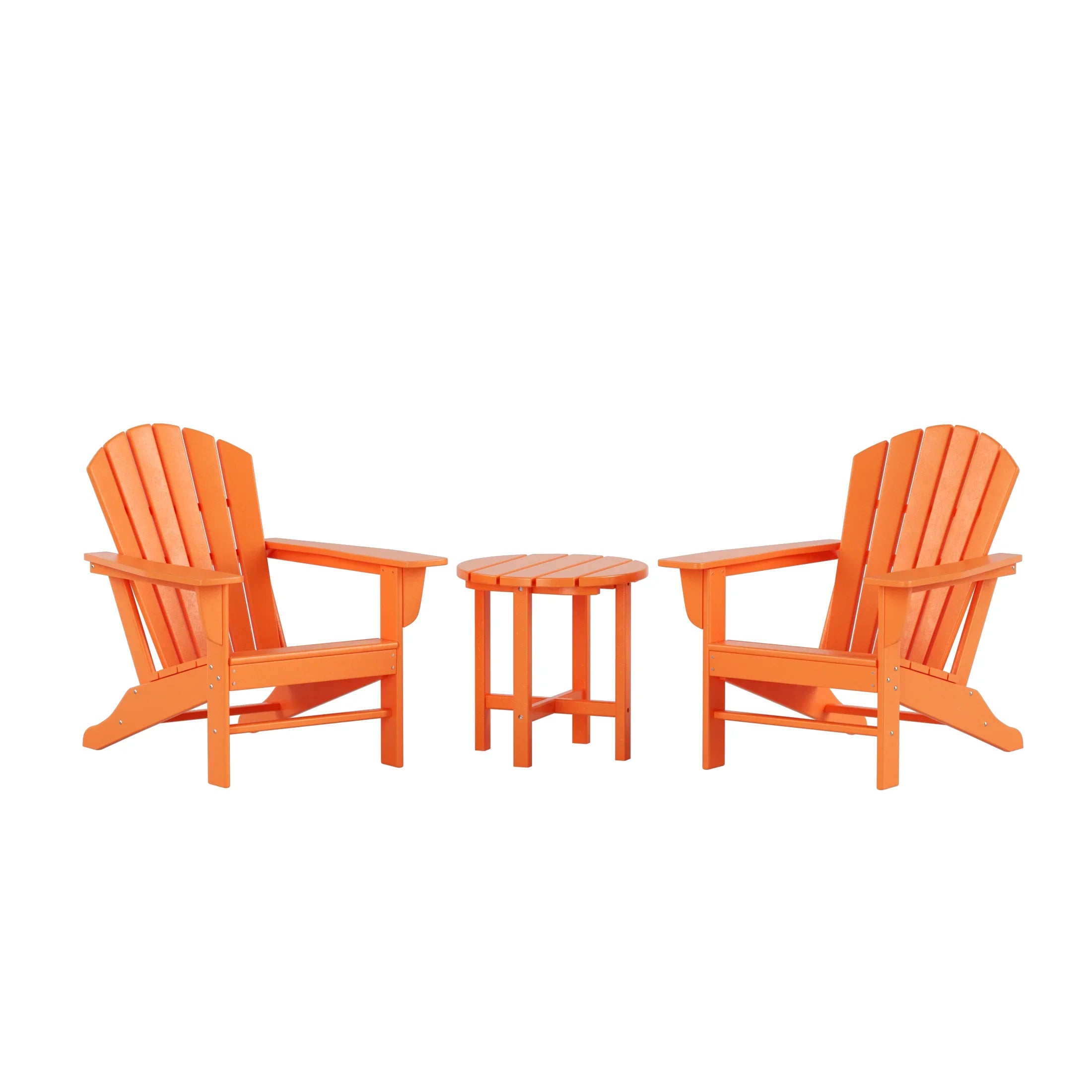 PORTSIDE 3-Piece Set Outdoor Patio Adirondack Chairs with Round