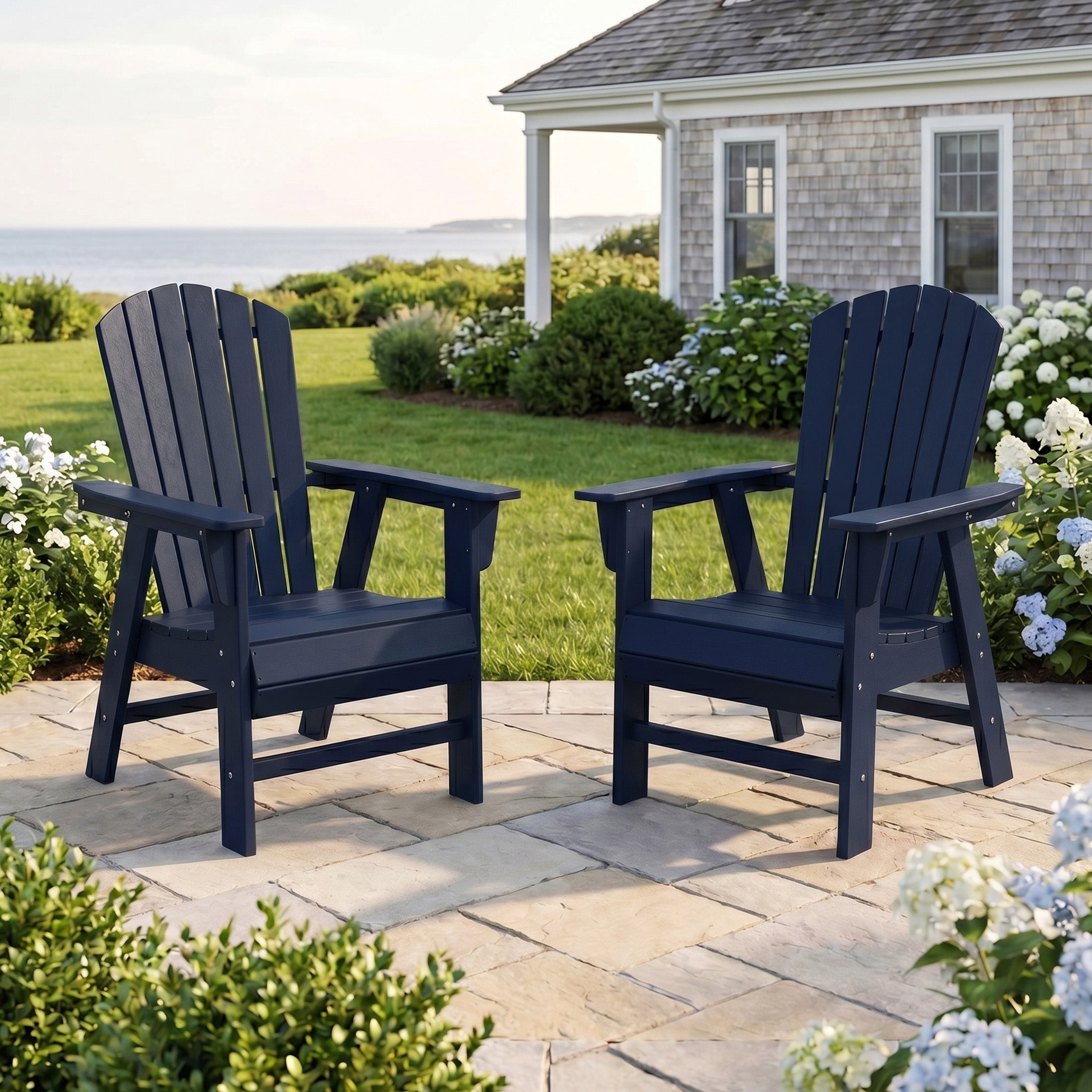 Portside Outdoor Modern HDPE Adirondack Patio Dining Chairs (Set of 2)