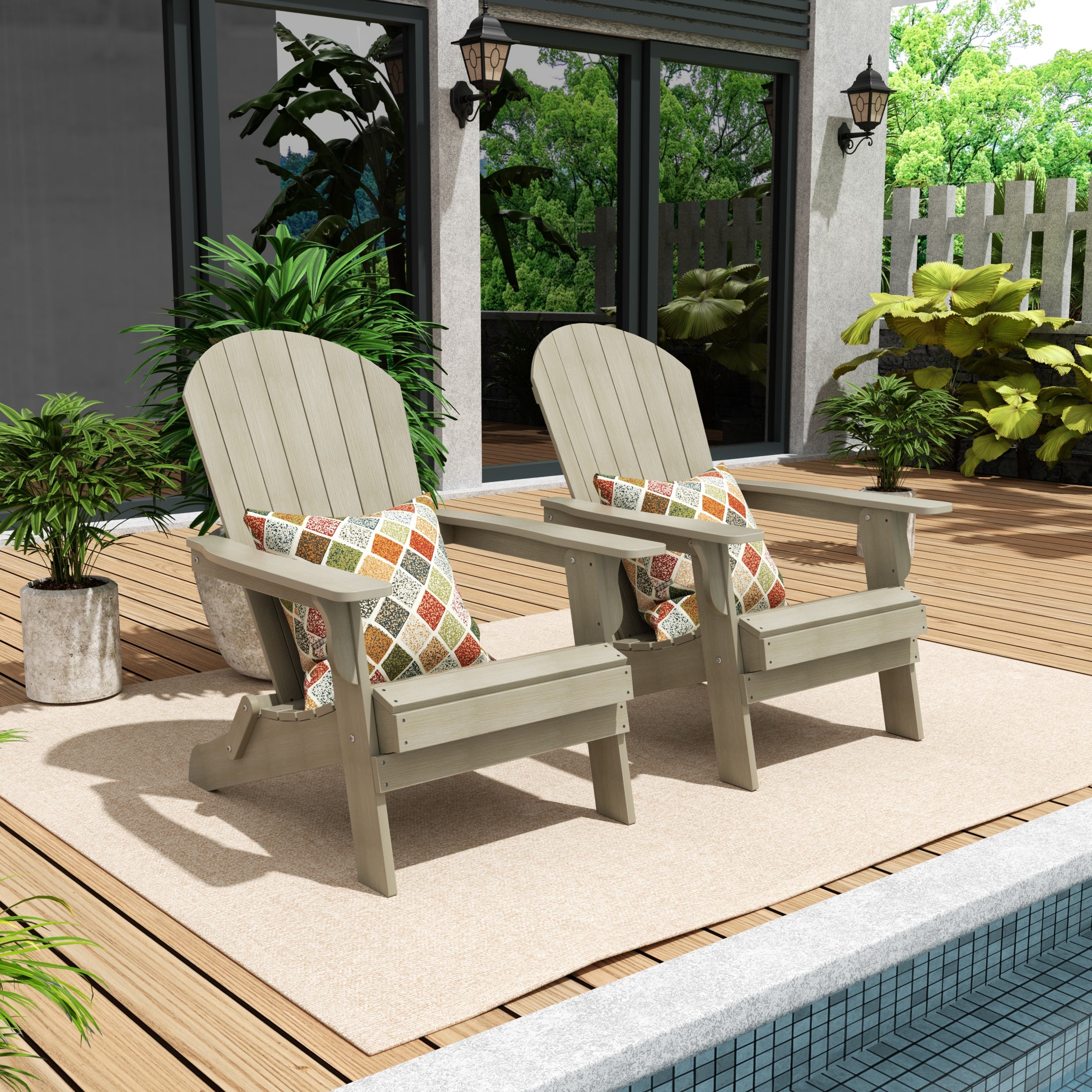 Florence HIPS Outdoor Folding Adirondack Seashell Chair (Set of 2)