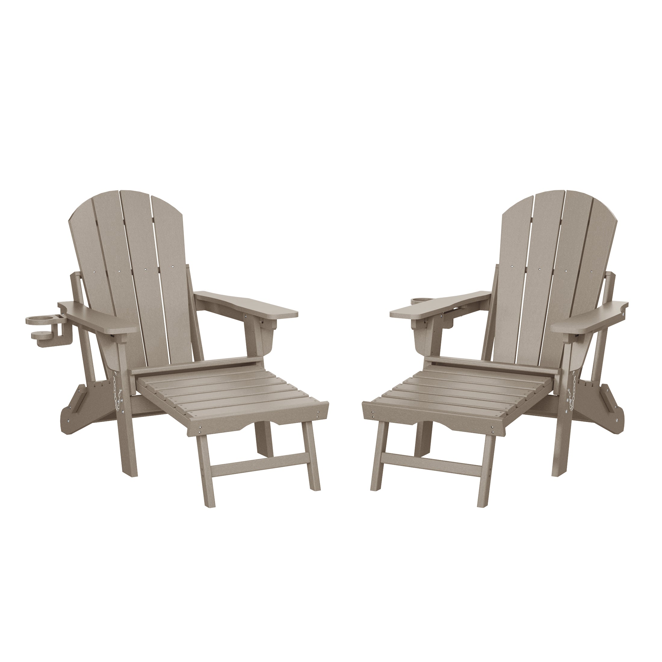 Paradise Folding Adjustable Adirondack Chair with Retractable Ottoman and Cup Holder (Set of 2)